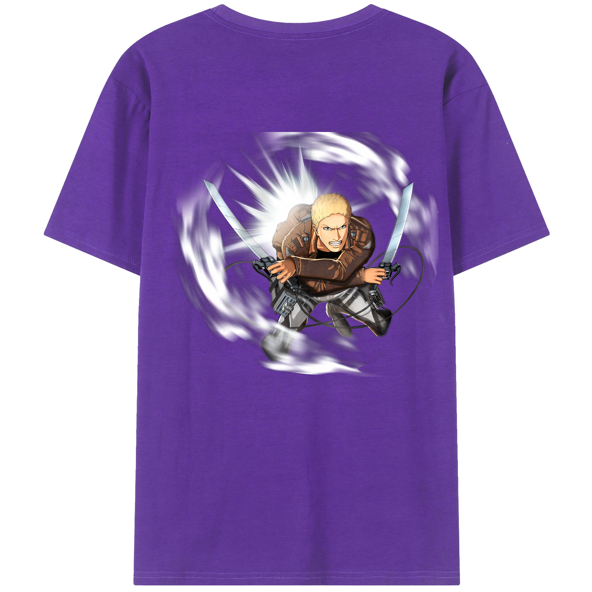 （画像用） 進撃の巨人 ライナー・ブラウン Attack on Titan Reiner Braun 綿100％ メンズ半袖Tシャツ（バックプリント） 通気性