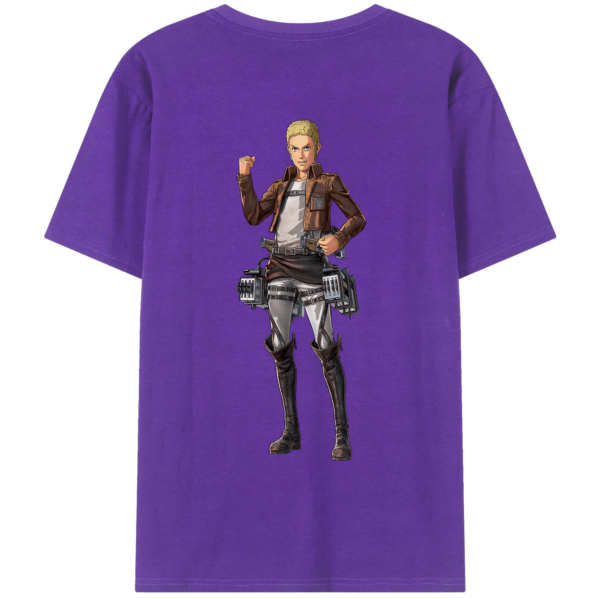 （画像用） 進撃の巨人 ライナー・ブラウン Attack on Titan Reiner Braun 綿100％ メンズ半袖Tシャツ（バックプリント） 通気性