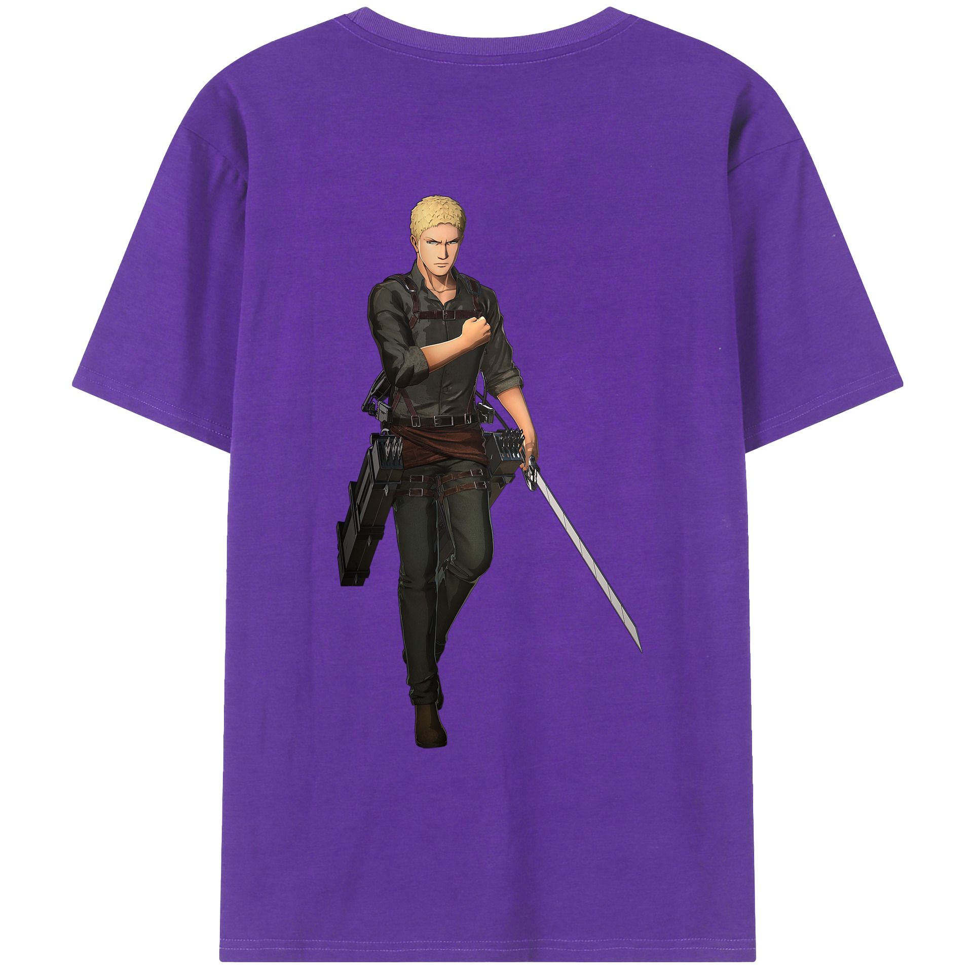 （画像用） 進撃の巨人 ライナー・ブラウン Attack on Titan Reiner Braun 綿100％ メンズ半袖Tシャツ（バックプリント） 通気性