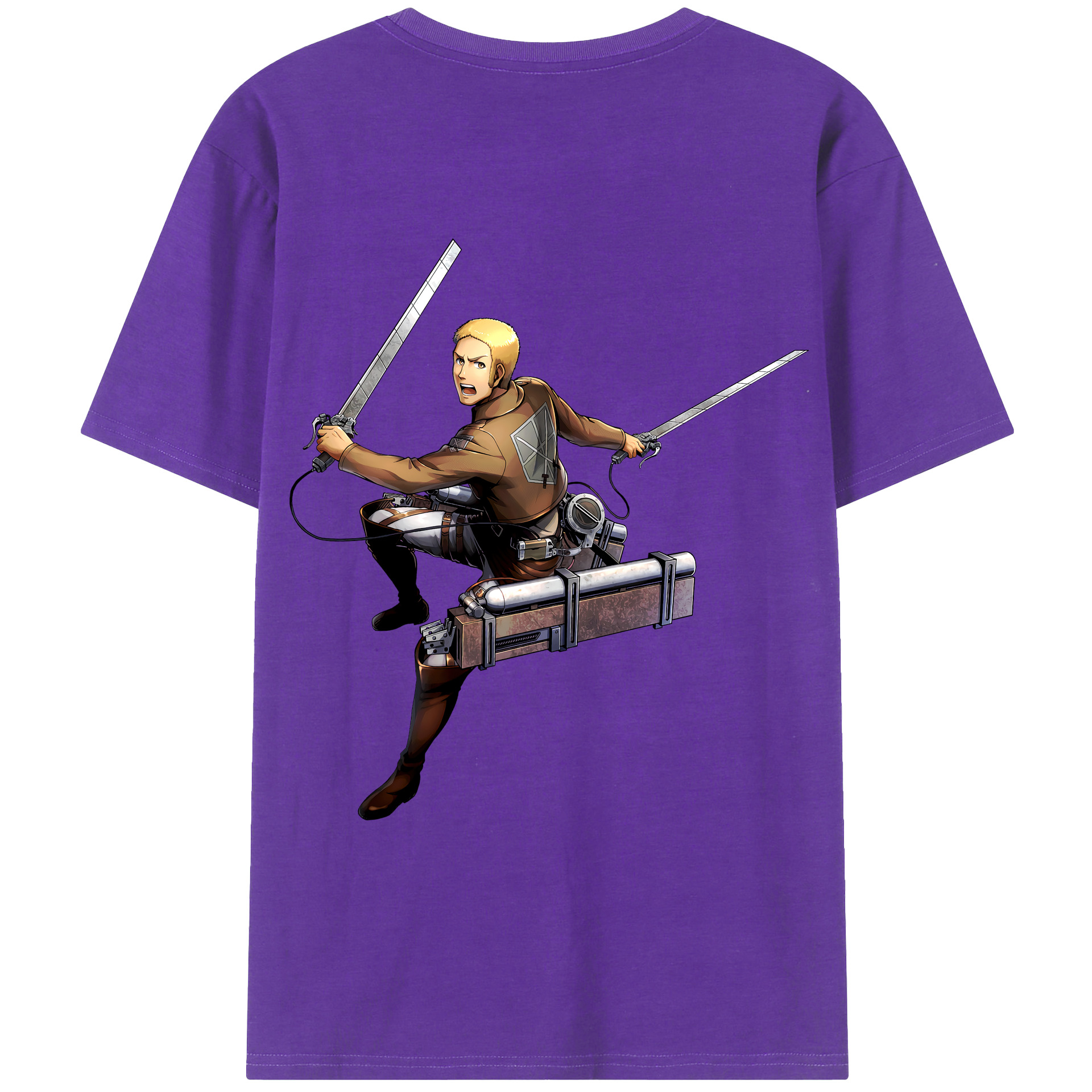 （画像用） 進撃の巨人 ライナー・ブラウン Attack on Titan Reiner Braun 綿100％ メンズ半袖Tシャツ（バックプリント） 通気性