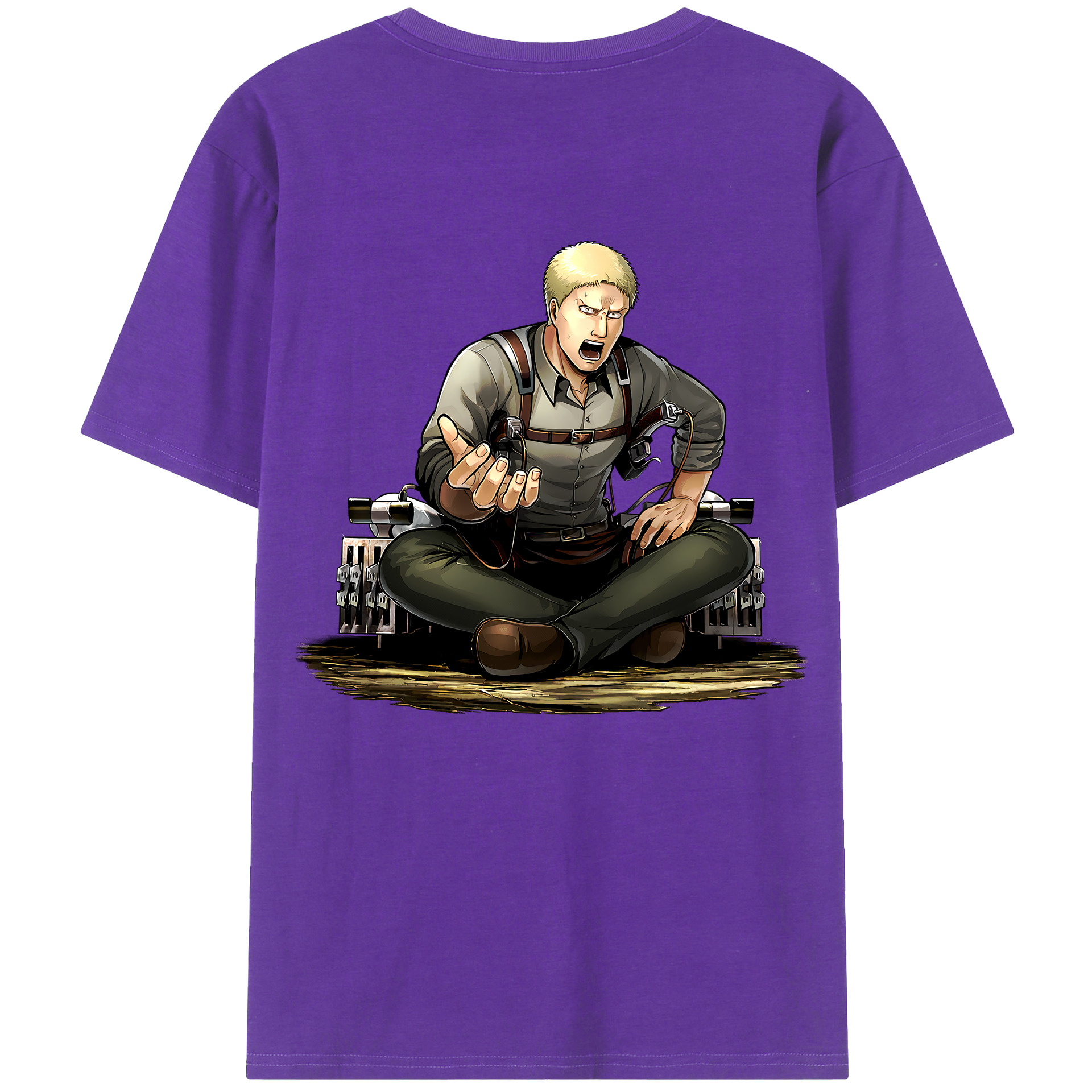 （画像用） 進撃の巨人 ライナー・ブラウン Attack on Titan Reiner Braun 綿100％ メンズ半袖Tシャツ（バックプリント） 通気性