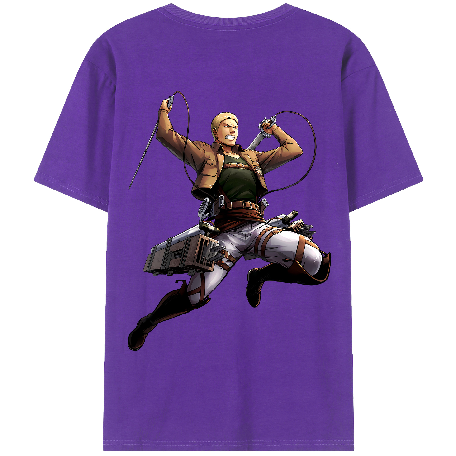（画像用） 進撃の巨人 ライナー・ブラウン Attack on Titan Reiner Braun 綿100％ メンズ半袖Tシャツ（バックプリント） 通気性