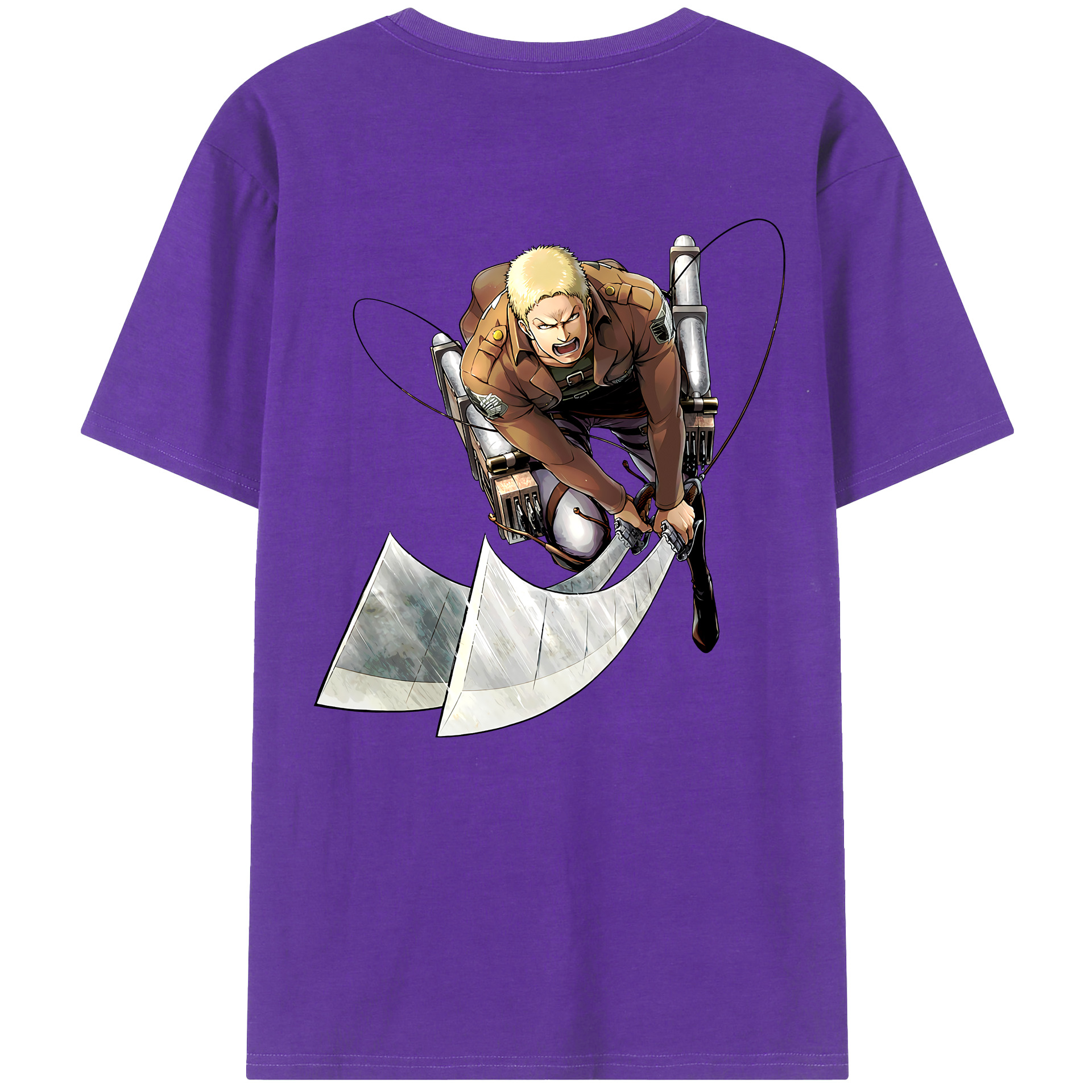 （画像用） 進撃の巨人 ライナー・ブラウン Attack on Titan Reiner Braun 綿100％ メンズ半袖Tシャツ（バックプリント） 通気性