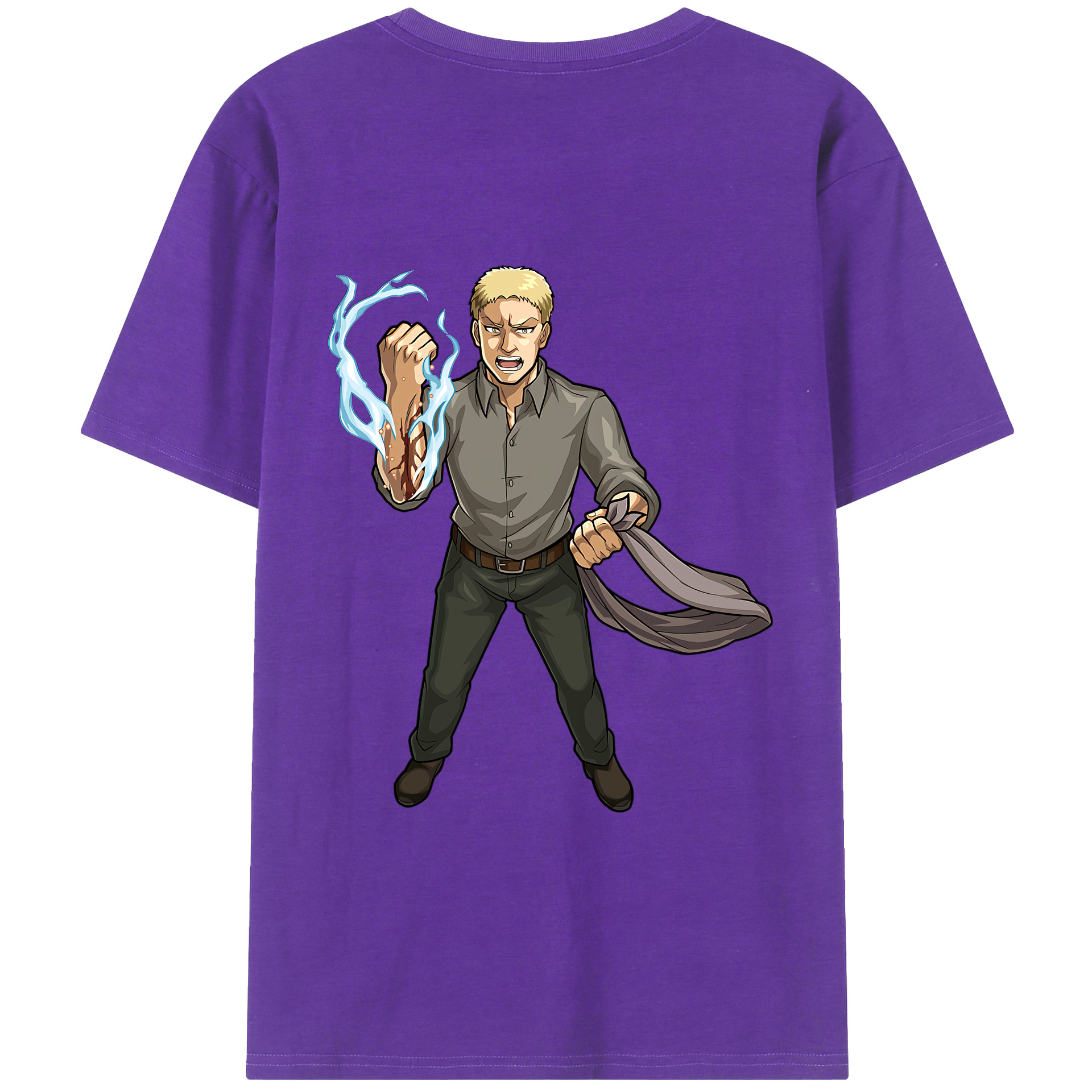 （画像用） 進撃の巨人 ライナー・ブラウン Attack on Titan Reiner Braun 綿100％ メンズ半袖Tシャツ（バックプリント） 通気性