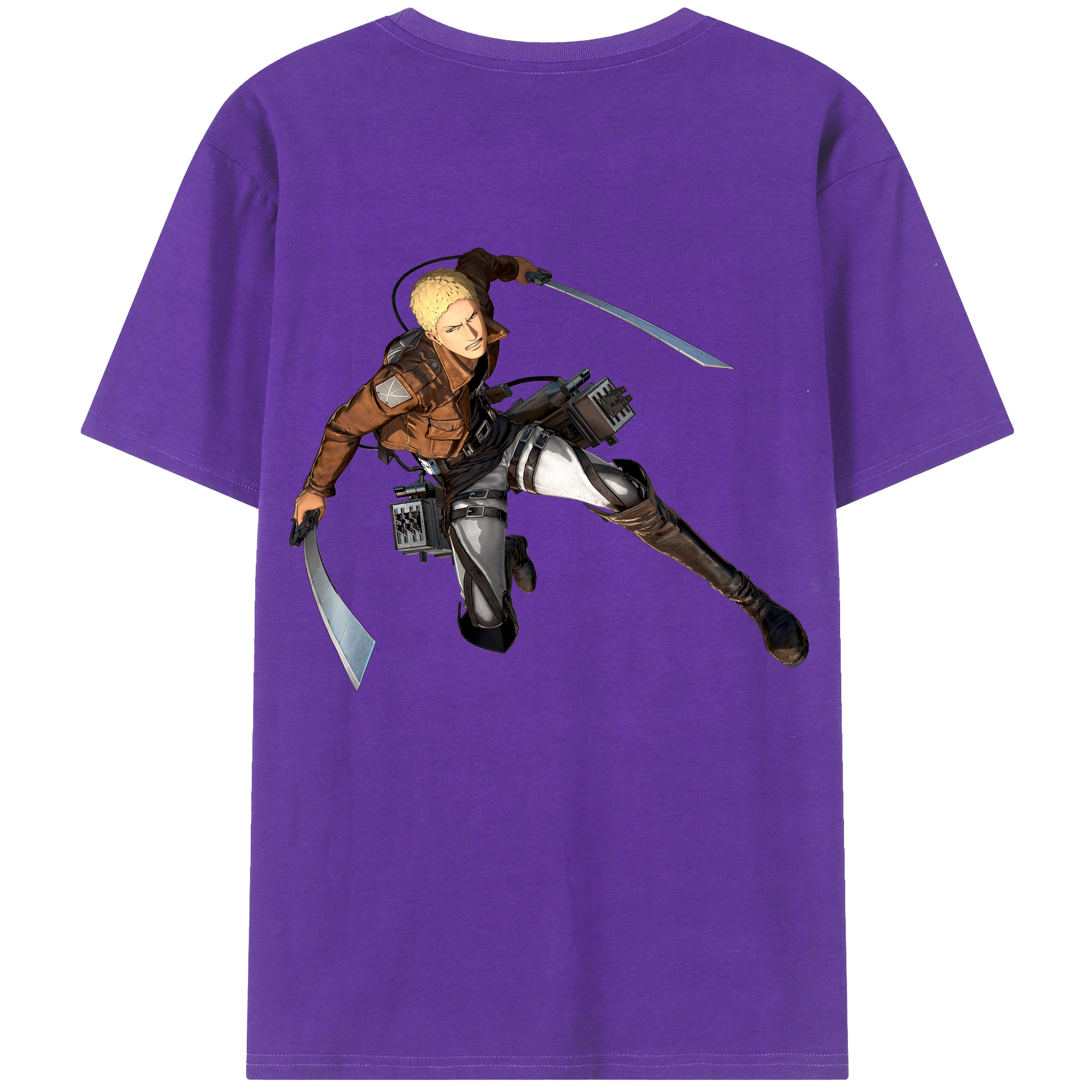 （画像用） 進撃の巨人 ライナー・ブラウン Attack on Titan Reiner Braun 綿100％ メンズ半袖Tシャツ（バックプリント） 通気性