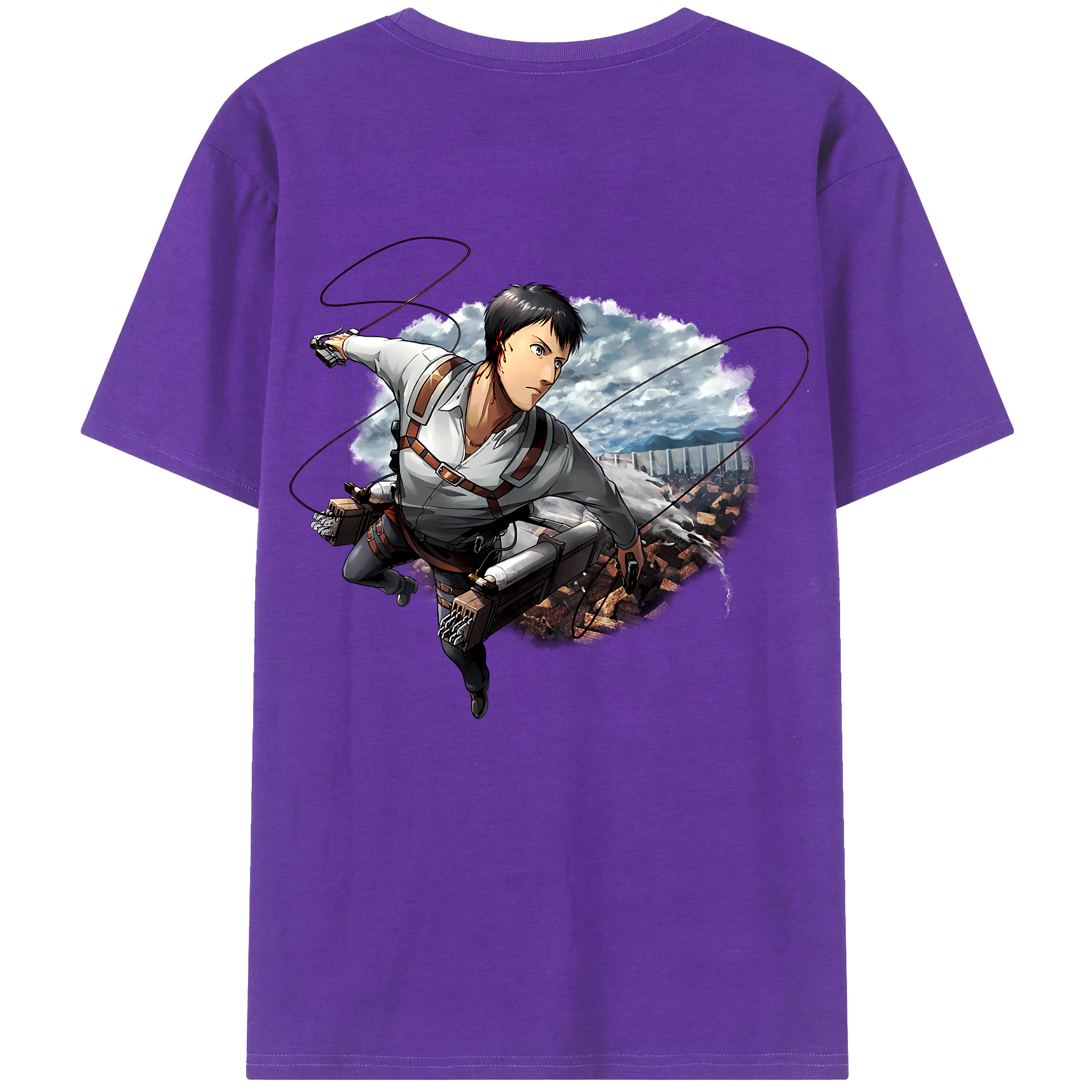 （画像用） 進撃の巨人 ベルトルト・フーバー Attack on Titan Bertholdt Hoover 綿100％ メンズ半袖Tシャツ（バックプリント） 通気性