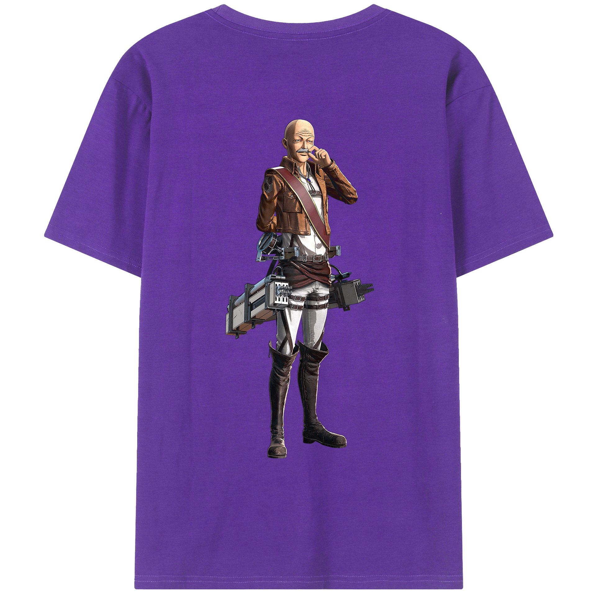（画像用） 進撃の巨人 ドット·ピクシス Attack on Titan Dot Pixis 綿100％ メンズ半袖Tシャツ（バックプリント） 通気性