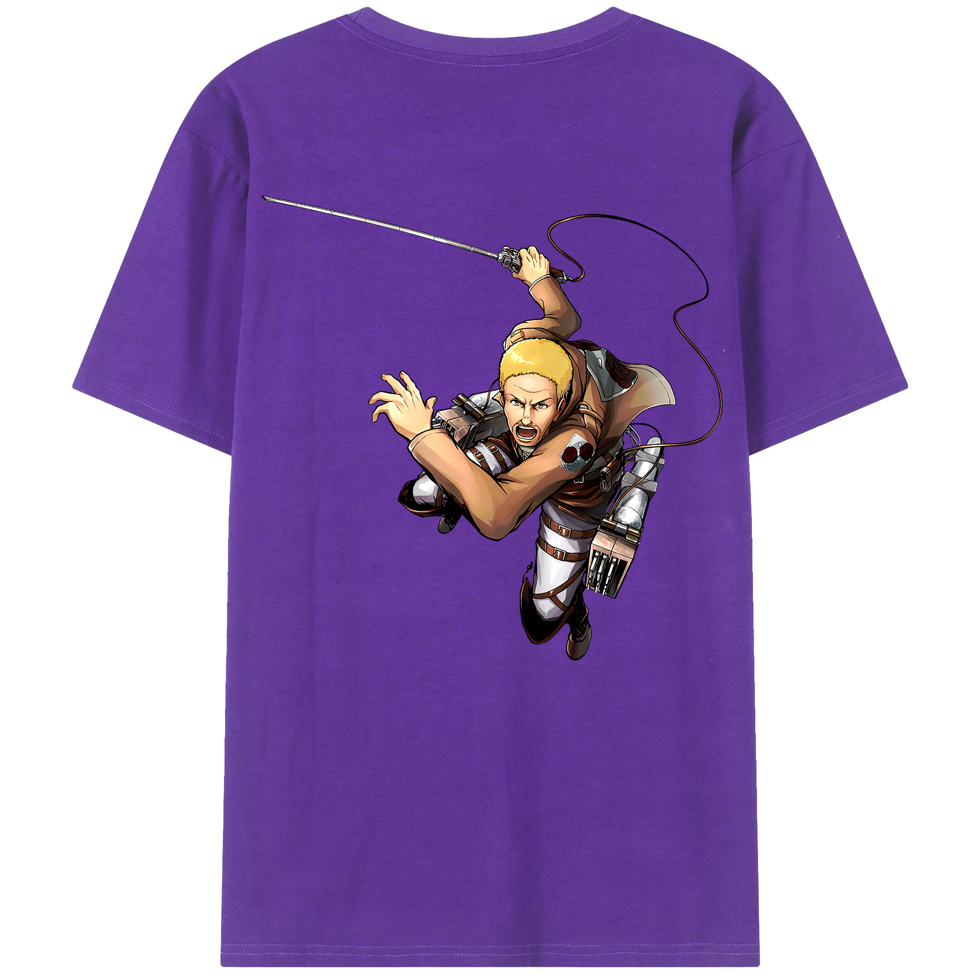 （画像用） 進撃の巨人 ハンネス Attack on Titan Hannes 綿100％ メンズ半袖Tシャツ（バックプリント） 通気性