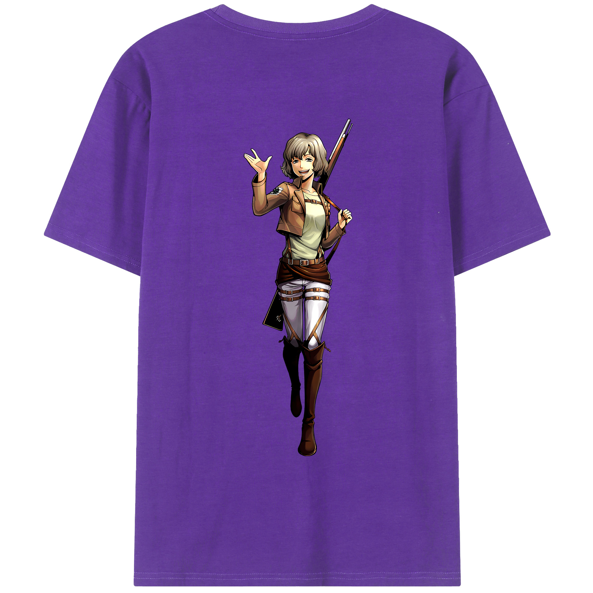 （画像用） 進撃の巨人 ヒツチ Attack on Titan Hitch 綿100％ メンズ半袖Tシャツ（バックプリント） 通気性