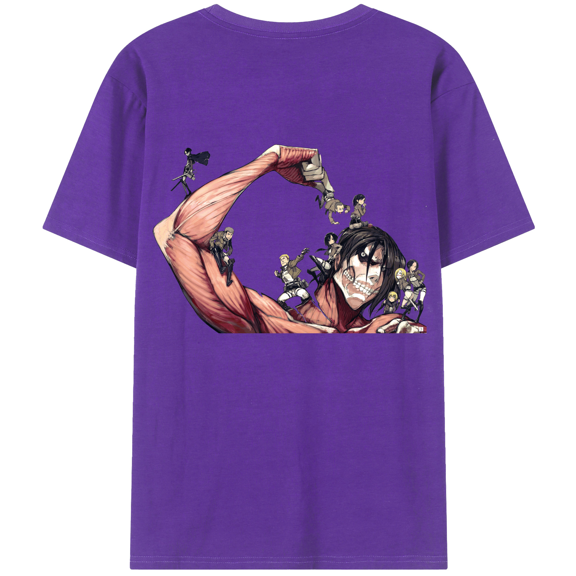 （画像用） 進撃の巨人 Attack on Titan 綿100％ メンズ半袖Tシャツ（バックプリント） 通気性