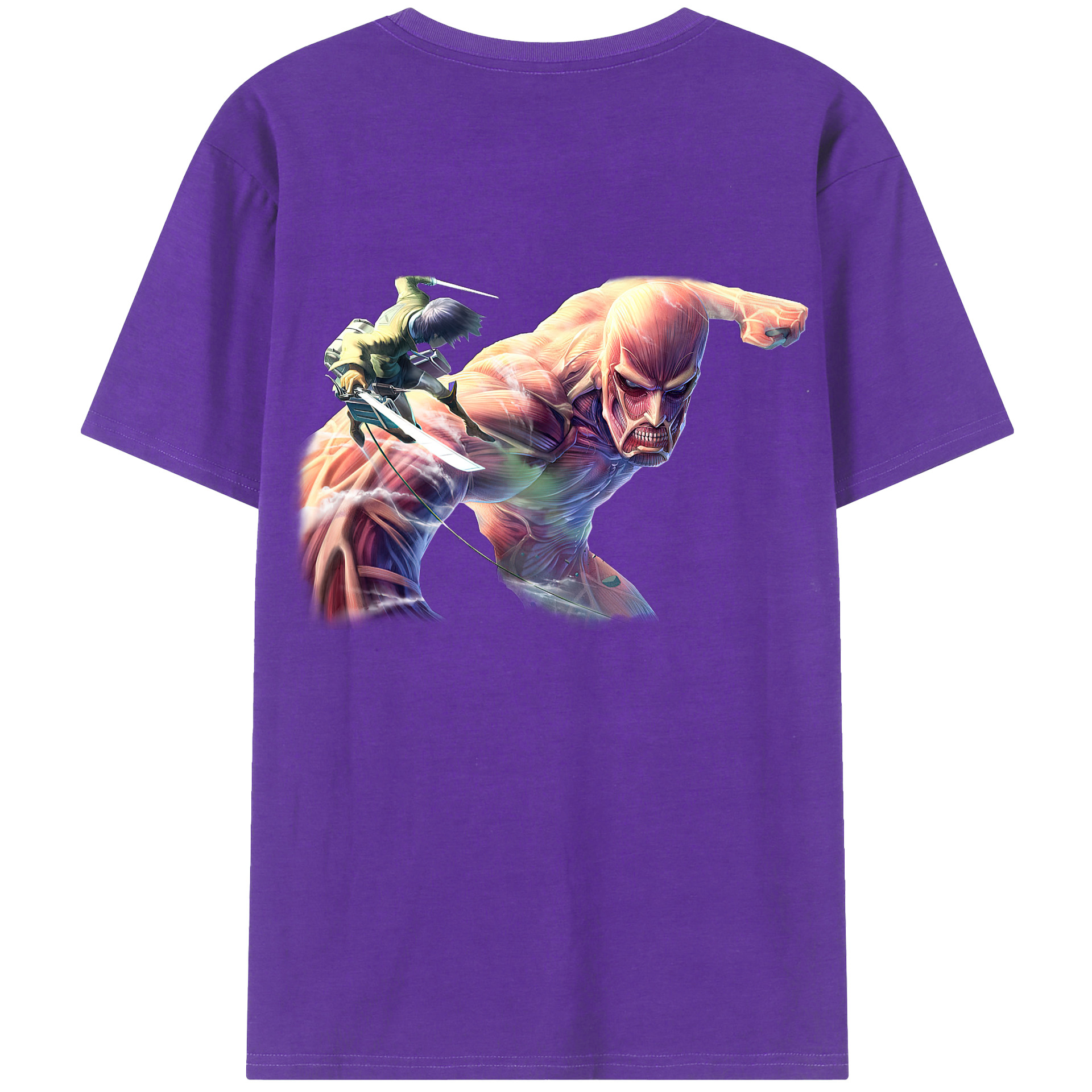 （画像用） 進撃の巨人 Attack on Titan 綿100％ メンズ半袖Tシャツ（バックプリント） 通気性