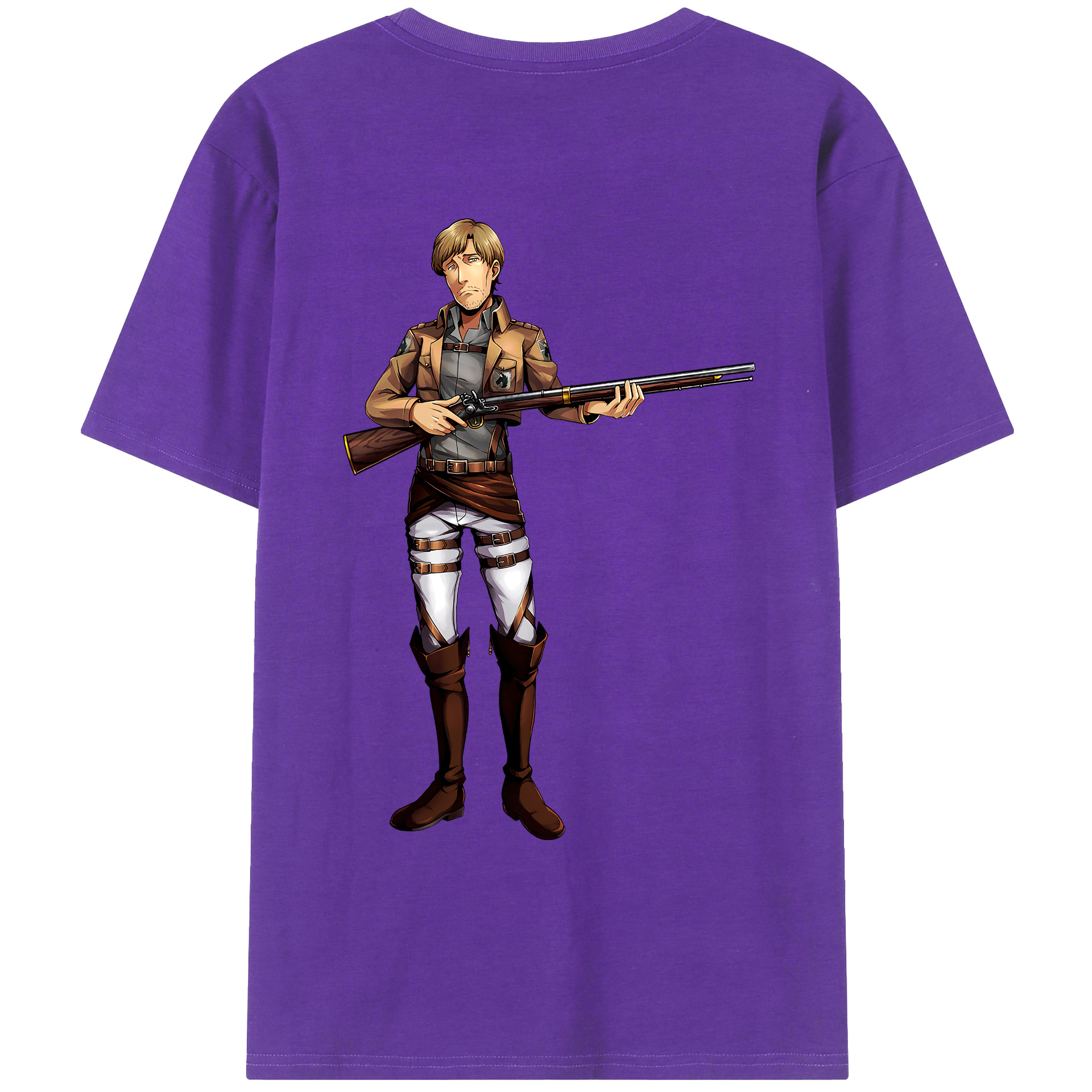 （画像用） 進撃の巨人 Attack on Titan 綿100％ メンズ半袖Tシャツ（バックプリント） 通気性