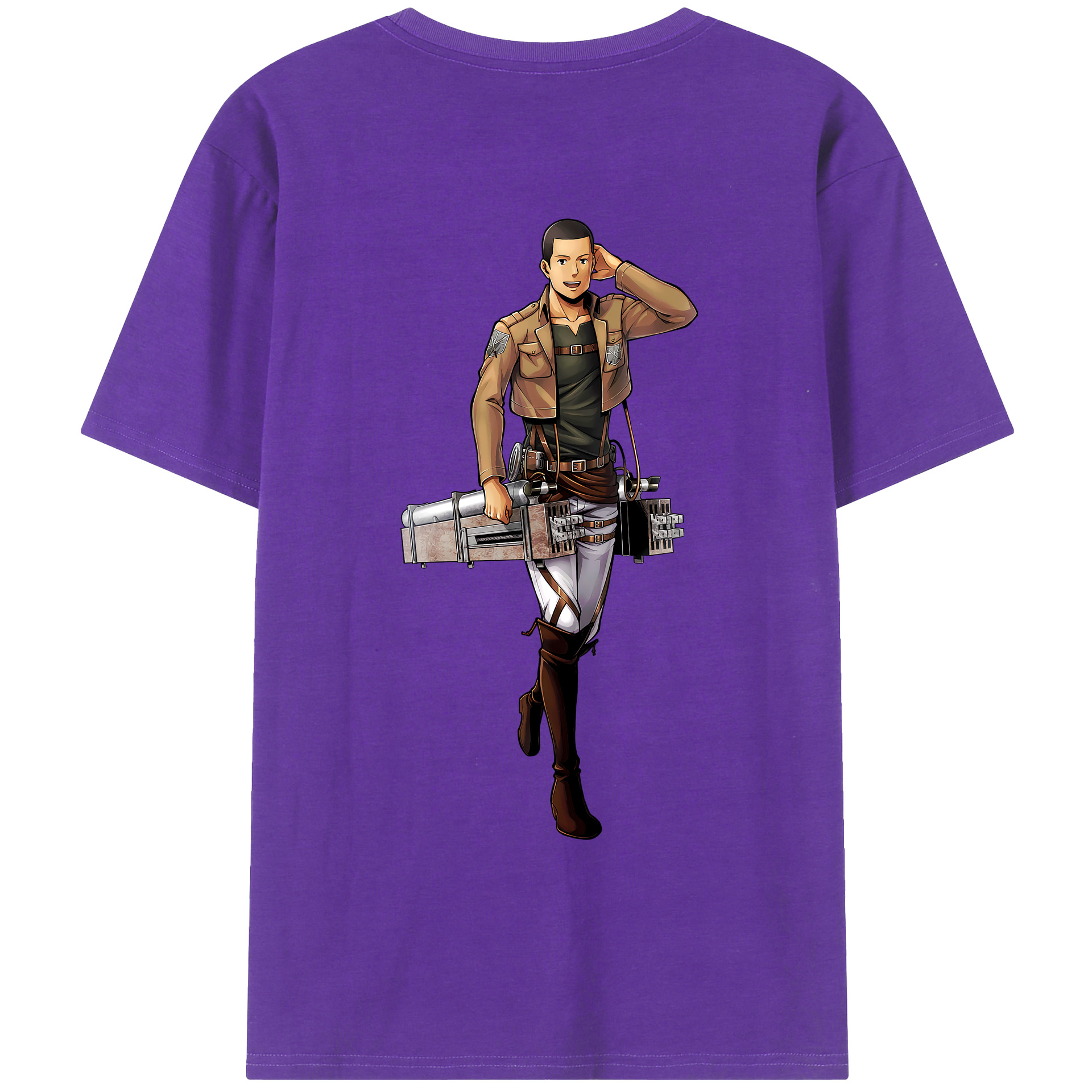 （画像用） 進撃の巨人 Attack on Titan 綿100％ メンズ半袖Tシャツ（バックプリント） 通気性