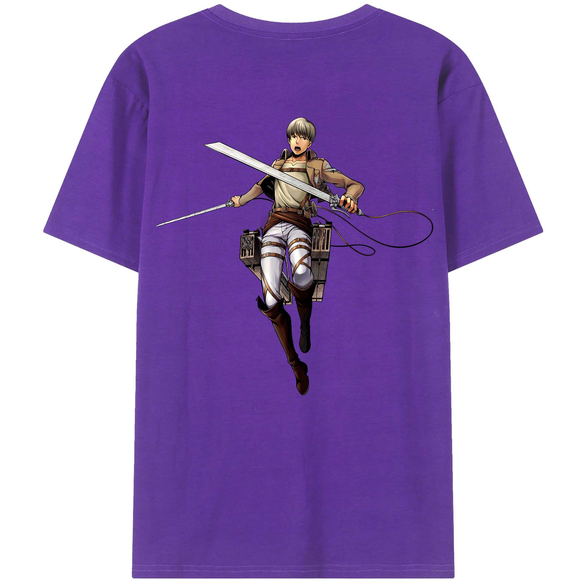 （画像用） 進撃の巨人 Attack on Titan 綿100％ メンズ半袖Tシャツ（バックプリント） 通気性