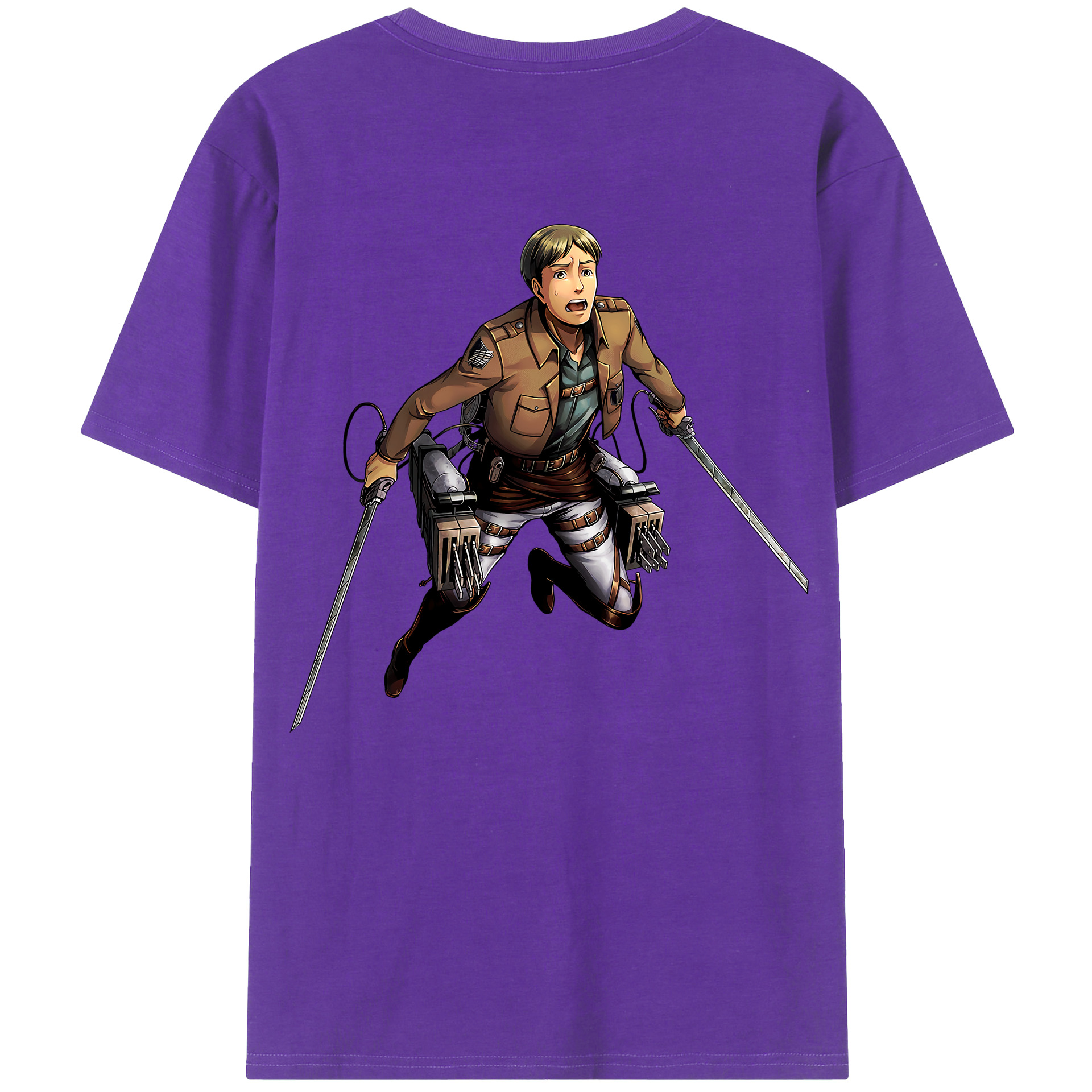 （画像用） 進撃の巨人 Attack on Titan 綿100％ メンズ半袖Tシャツ（バックプリント） 通気性