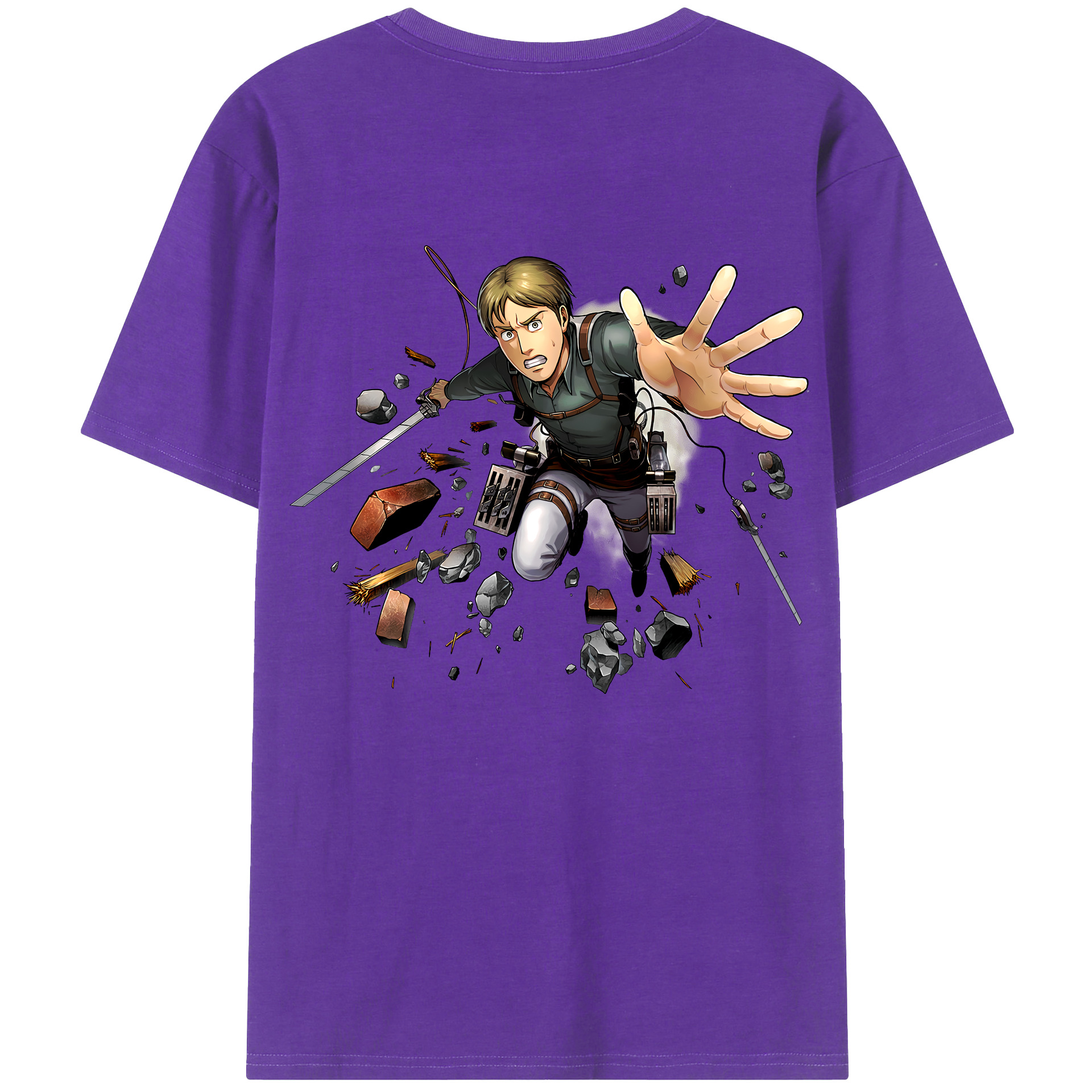 （画像用） 進撃の巨人 Attack on Titan 綿100％ メンズ半袖Tシャツ（バックプリント） 通気性