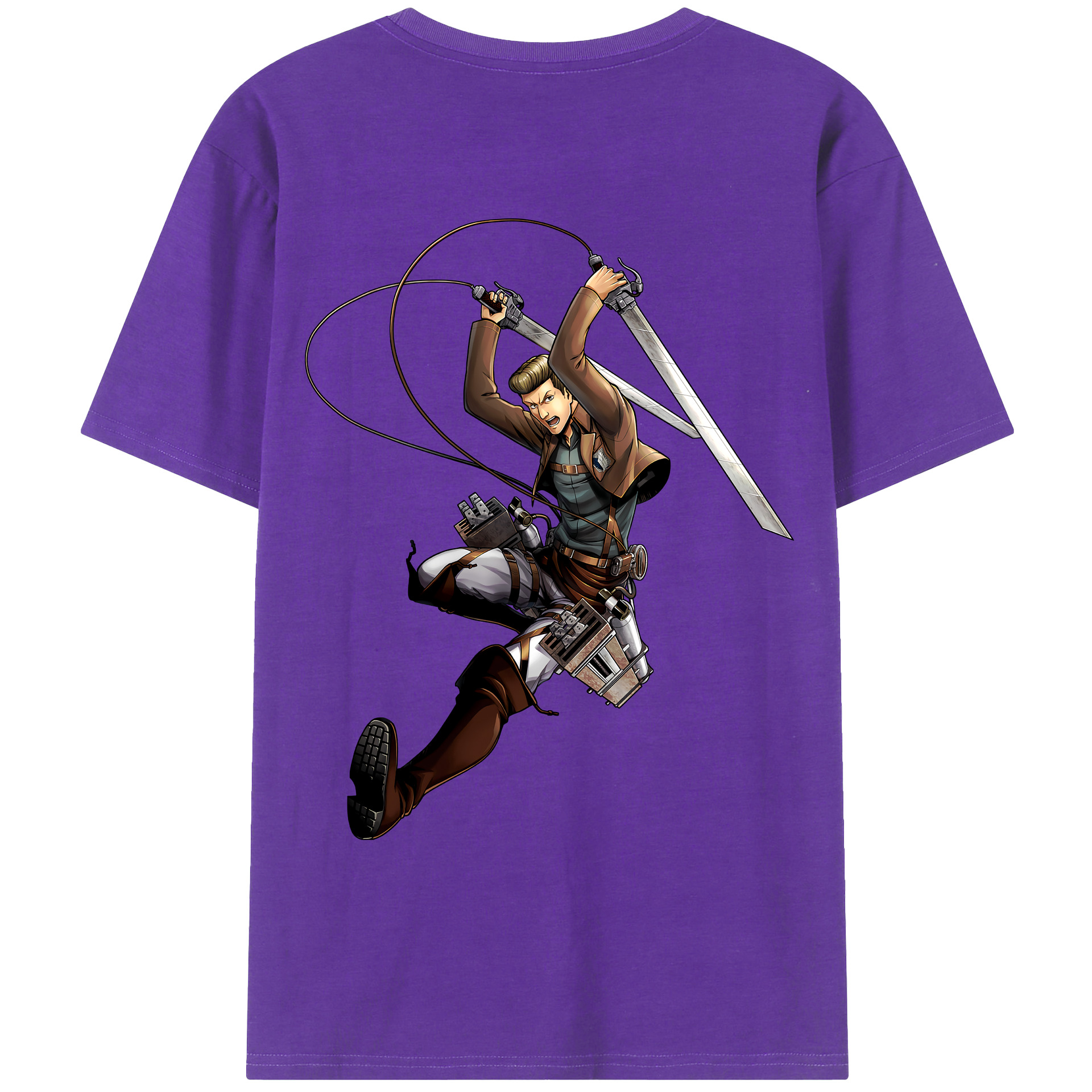 （画像用） 進撃の巨人 Attack on Titan 綿100％ メンズ半袖Tシャツ（バックプリント） 通気性