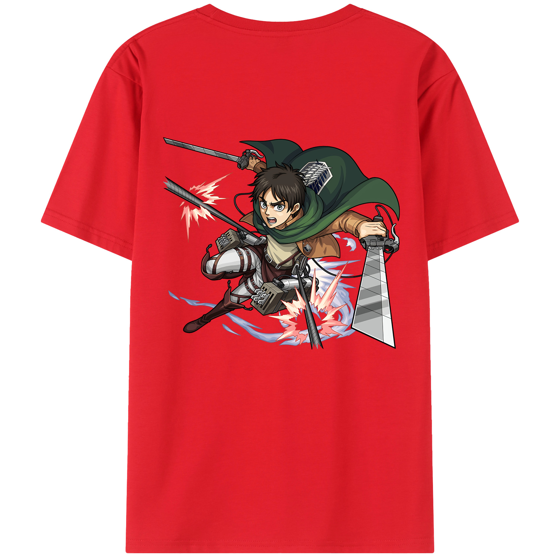 （画像用） 進撃の巨人 エレン･イェーガー Attack on Titan Eren Jäger 綿100％ メンズ半袖Tシャツ（バックプリント） 通気性