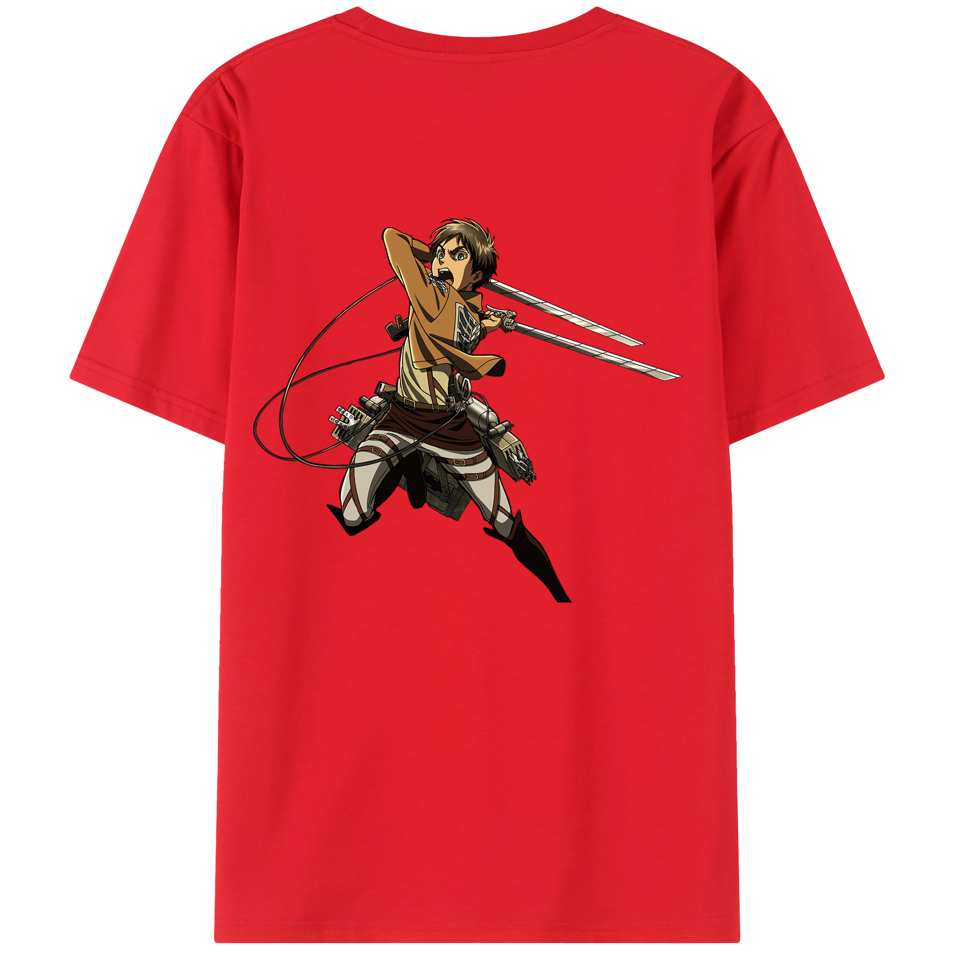 （画像用） 進撃の巨人 エレン･イェーガー Attack on Titan Eren Jäger 綿100％ メンズ半袖Tシャツ（バックプリント） 通気性