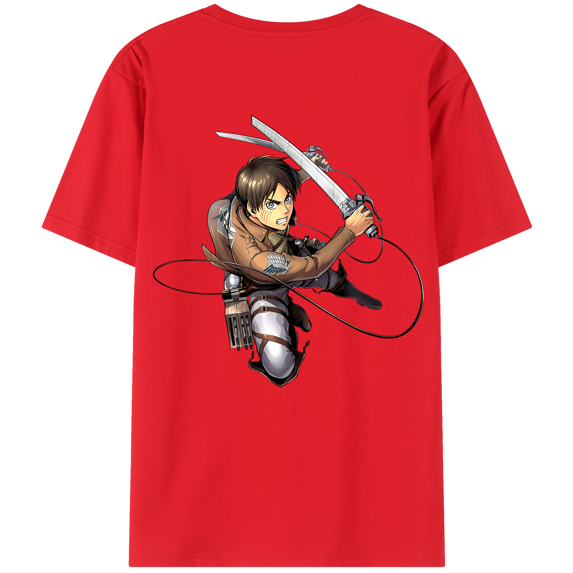 （画像用） 進撃の巨人 エレン･イェーガー Attack on Titan Eren Jäger 綿100％ メンズ半袖Tシャツ（バックプリント） 通気性