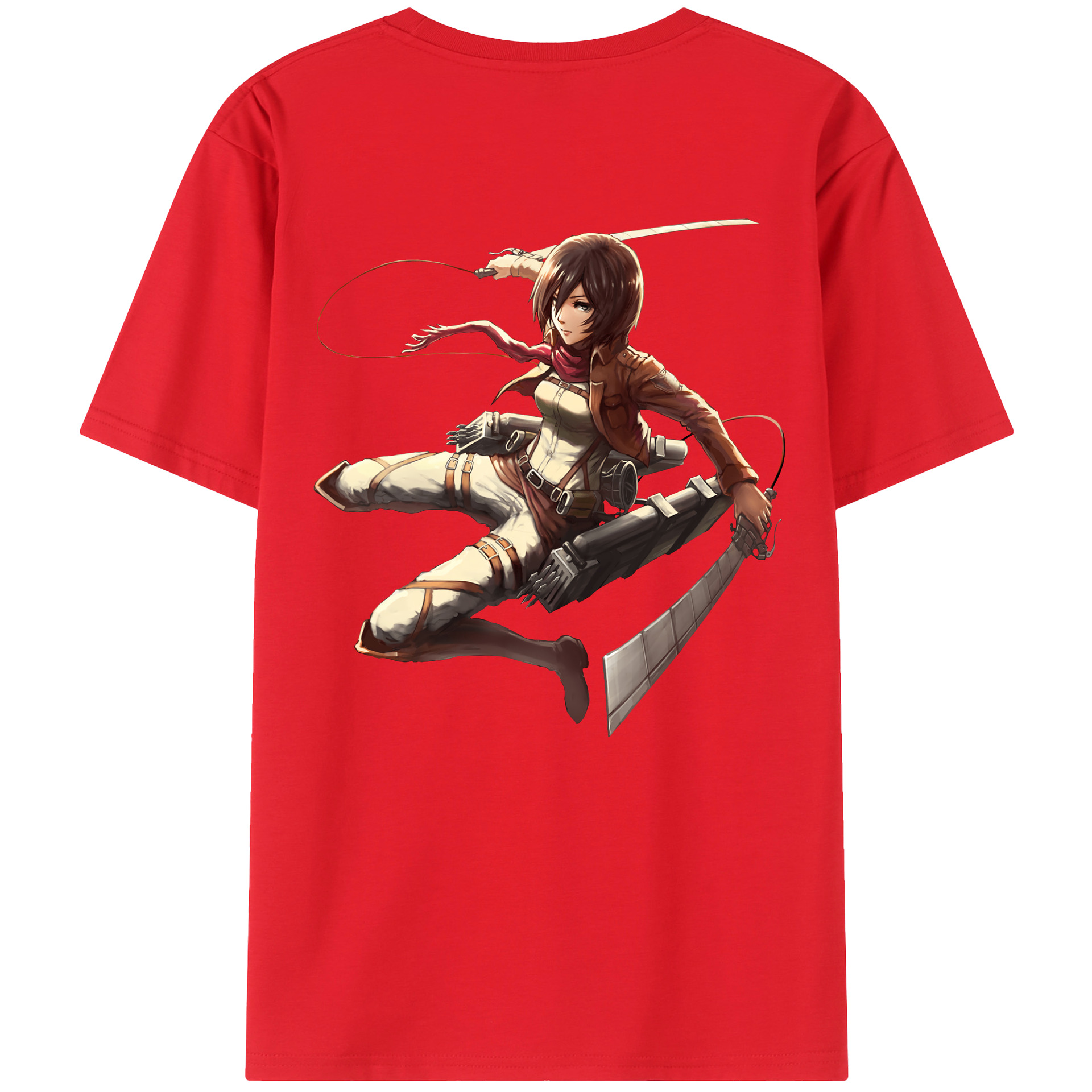 （画像用） 進撃の巨人 ミカサ·アッカーマン Attack on Titan Mikasa Ackerman 綿100％ メンズ半袖Tシャツ（バックプリント） 通気性