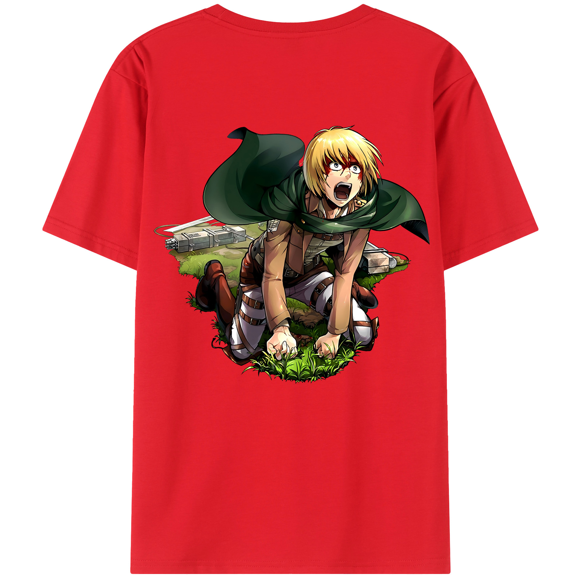 （画像用） 進撃の巨人 アルミン·アルレルト Attack on Titan Armin Arlert 綿100％ メンズ半袖Tシャツ（バックプリント） 通気性