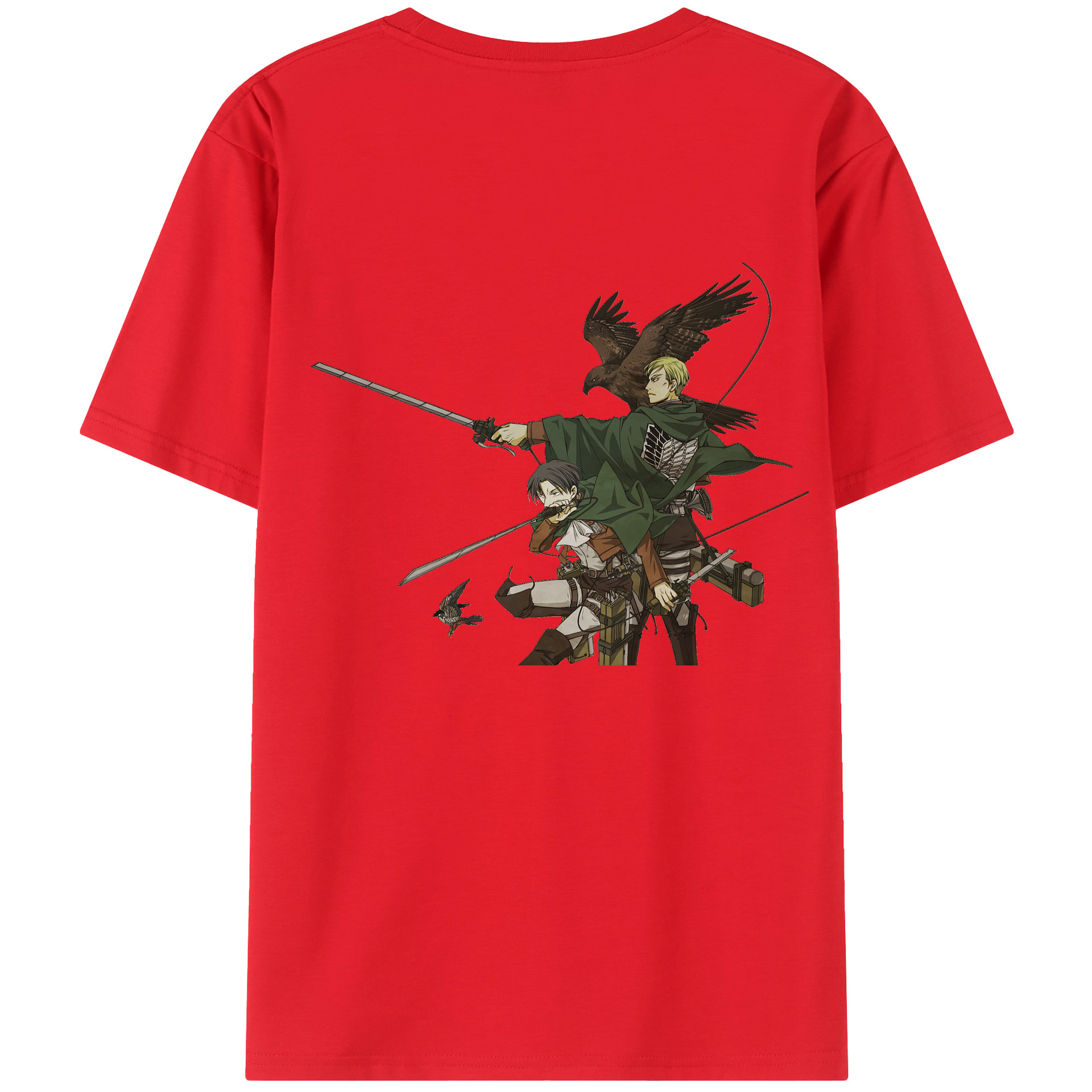 （画像用） 進撃の巨人 Attack on Titan 綿100％ メンズ半袖Tシャツ（バックプリント） 通気性