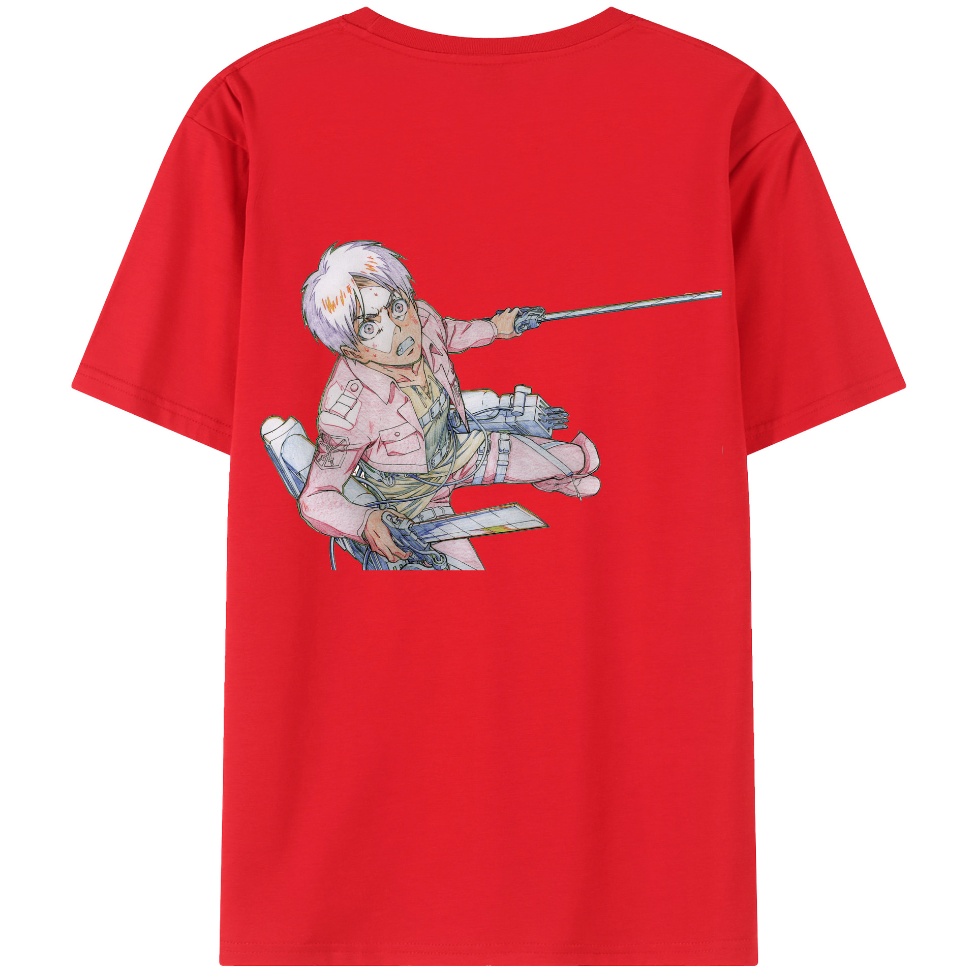 （画像用） 進撃の巨人 エレン･イェーガー Attack on Titan Eren Jäger 綿100％ メンズ半袖Tシャツ（バックプリント） 通気性