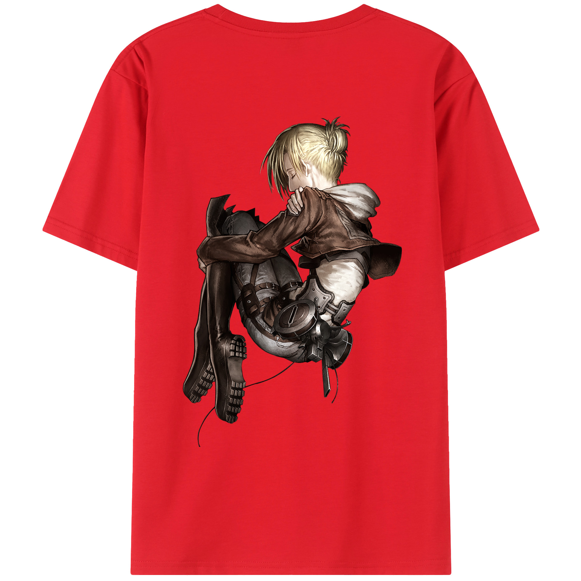 （画像用） 進撃の巨人 アニ・レオンハート Attack on Titan Annie Leonhart 綿100％ メンズ半袖Tシャツ（バックプリント） 通気性