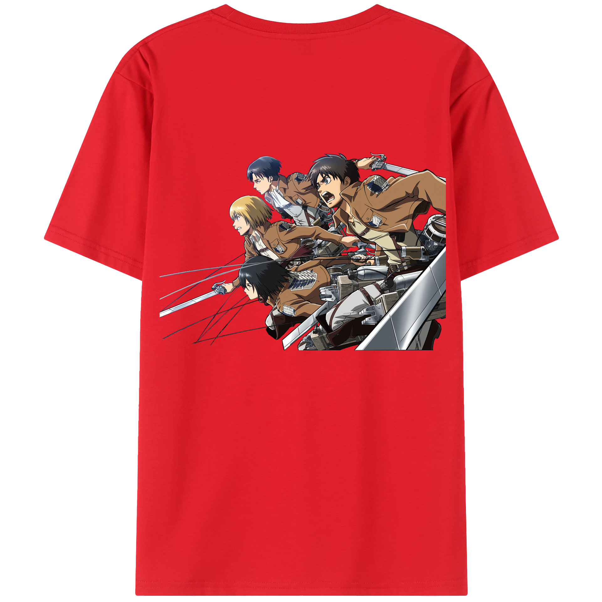 （画像用） 進撃の巨人 Attack on Titan 綿100％ メンズ半袖Tシャツ（バックプリント） 通気性