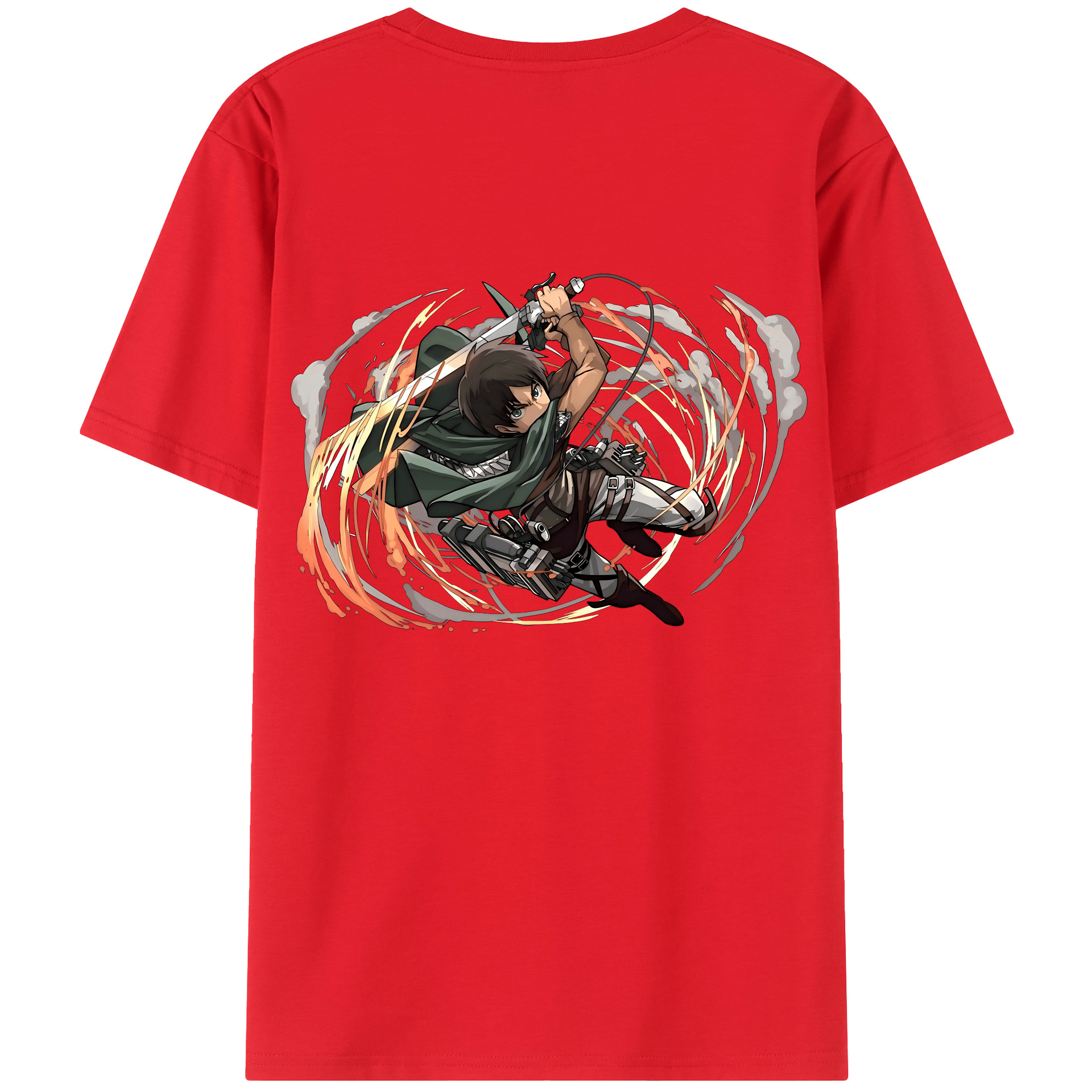 （画像用） 進撃の巨人 エレン･イェーガー Attack on Titan Eren Jäger 綿100％ メンズ半袖Tシャツ（バックプリント） 通気性