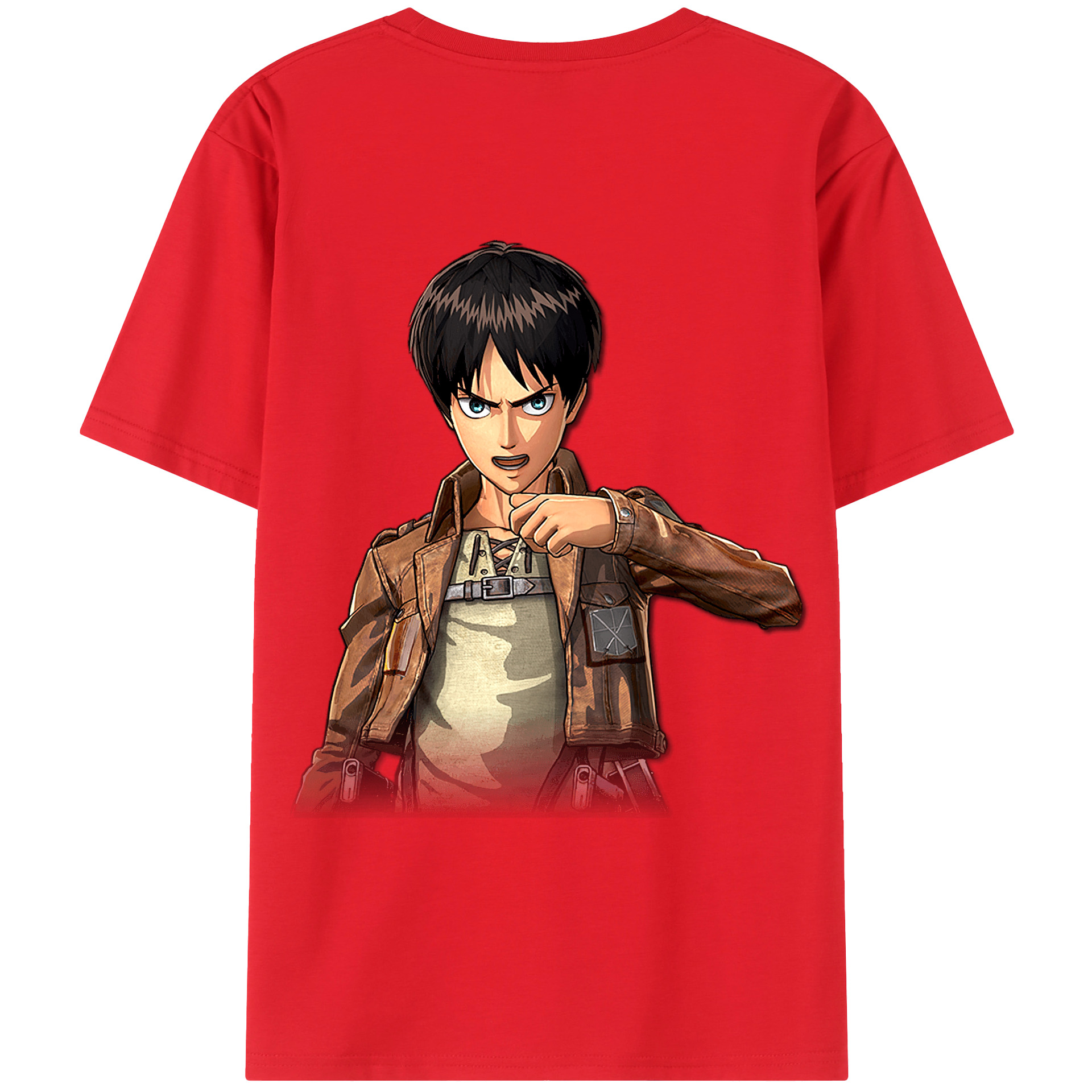 （画像用） 進撃の巨人 エレン･イェーガー Attack on Titan Eren Jäger 綿100％ メンズ半袖Tシャツ（バックプリント） 通気性