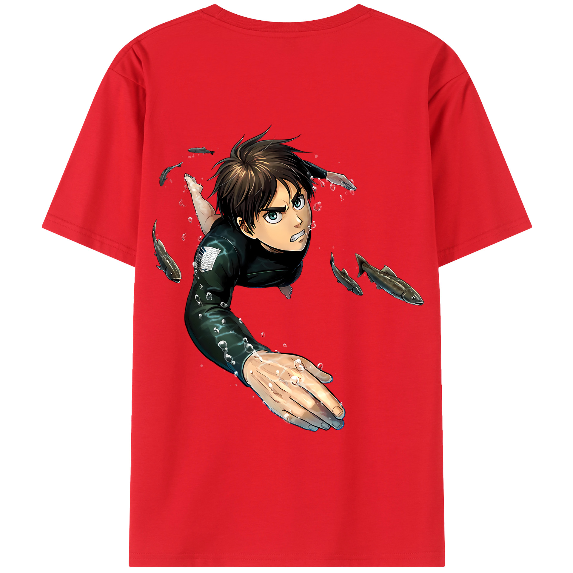 （画像用） 進撃の巨人 エレン･イェーガー Attack on Titan Eren Jäger 綿100％ メンズ半袖Tシャツ（バックプリント） 通気性