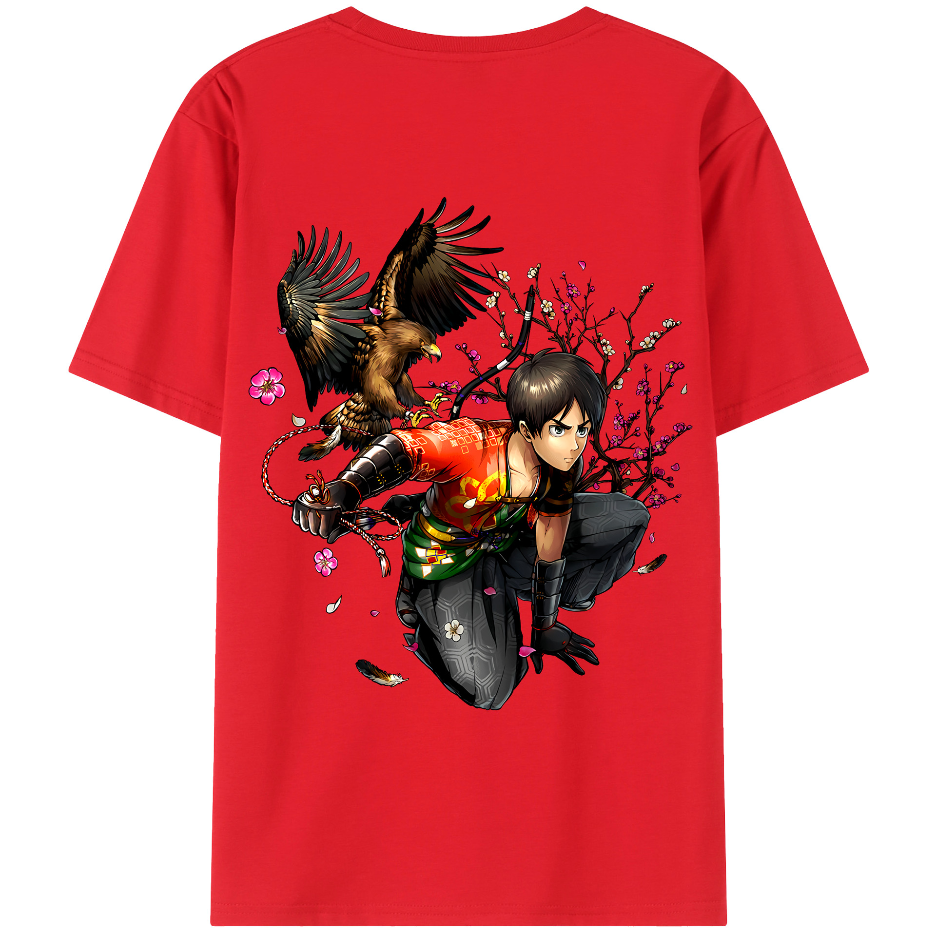 （画像用） 進撃の巨人 エレン･イェーガー Attack on Titan Eren Jäger 綿100％ メンズ半袖Tシャツ（バックプリント） 通気性