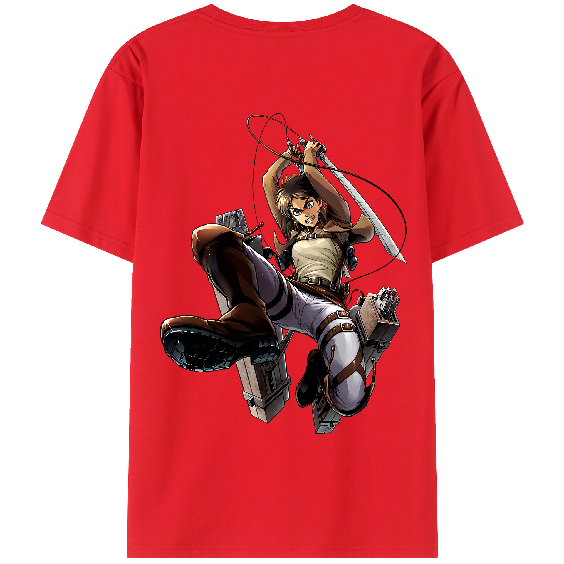 （画像用） 進撃の巨人 エレン･イェーガー Attack on Titan Eren Jäger 綿100％ メンズ半袖Tシャツ（バックプリント） 通気性