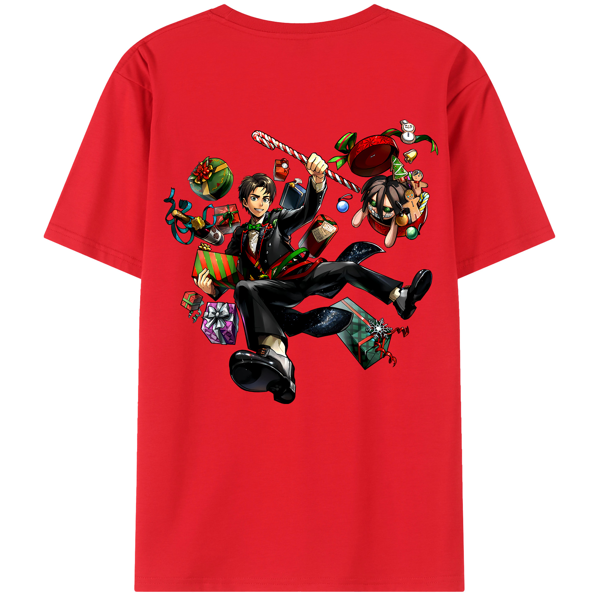 （画像用） 進撃の巨人 エレン･イェーガー Attack on Titan Eren Jäger 綿100％ メンズ半袖Tシャツ（バックプリント） 通気性