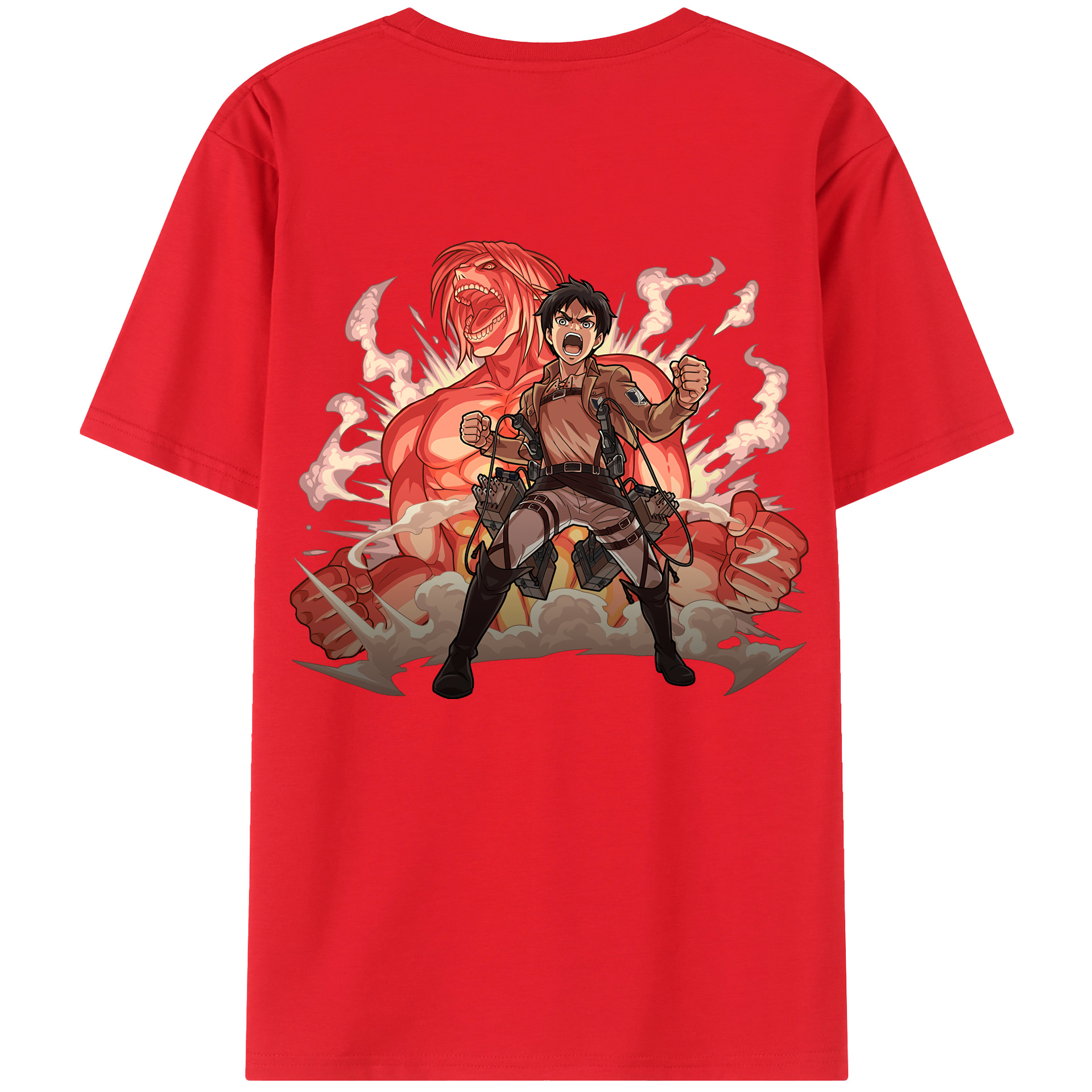 （画像用） 進撃の巨人 エレン･イェーガー Attack on Titan Eren Jäger 綿100％ メンズ半袖Tシャツ（バックプリント） 通気性
