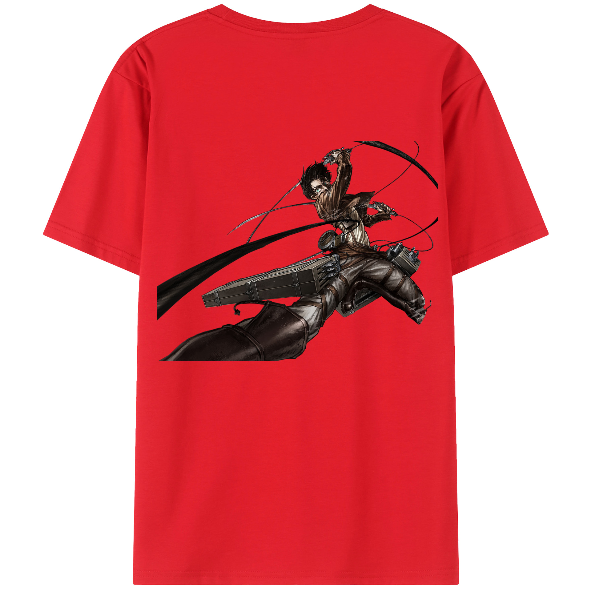 （画像用） 進撃の巨人 エレン･イェーガー Attack on Titan Eren Jäger 綿100％ メンズ半袖Tシャツ（バックプリント） 通気性