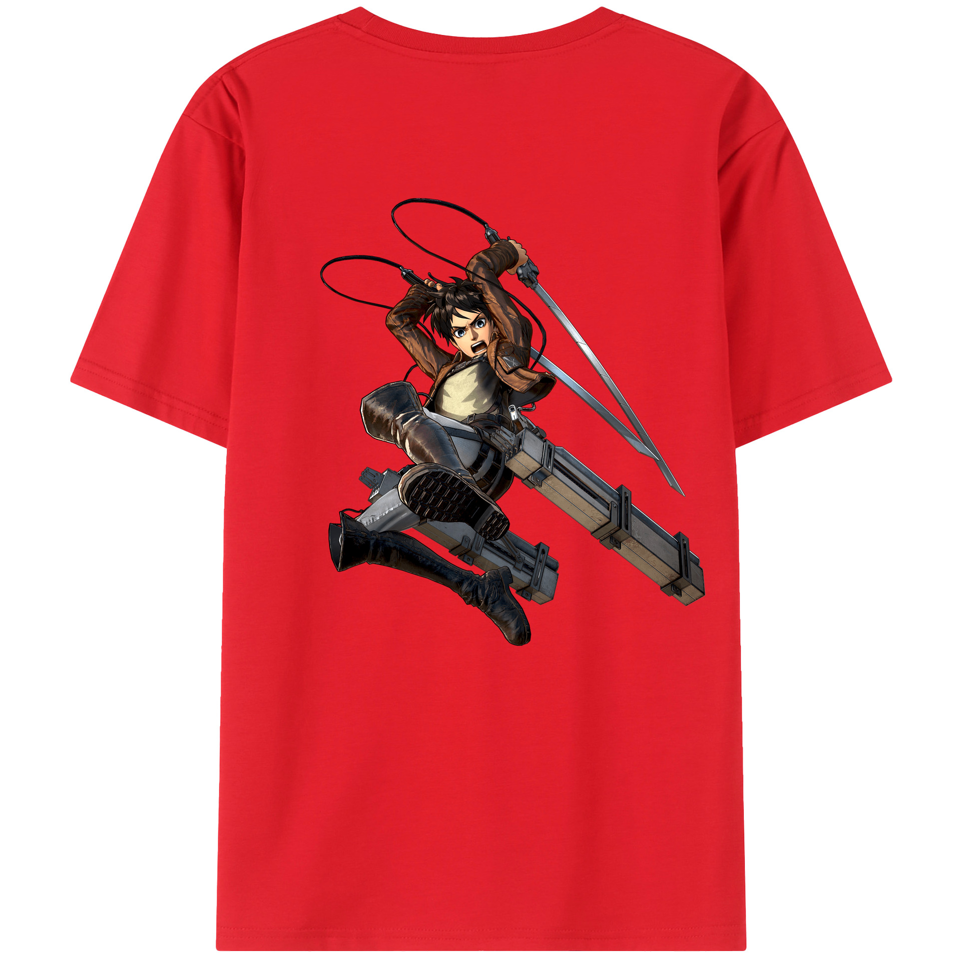 （画像用） 進撃の巨人 エレン･イェーガー Attack on Titan Eren Jäger 綿100％ メンズ半袖Tシャツ（バックプリント） 通気性
