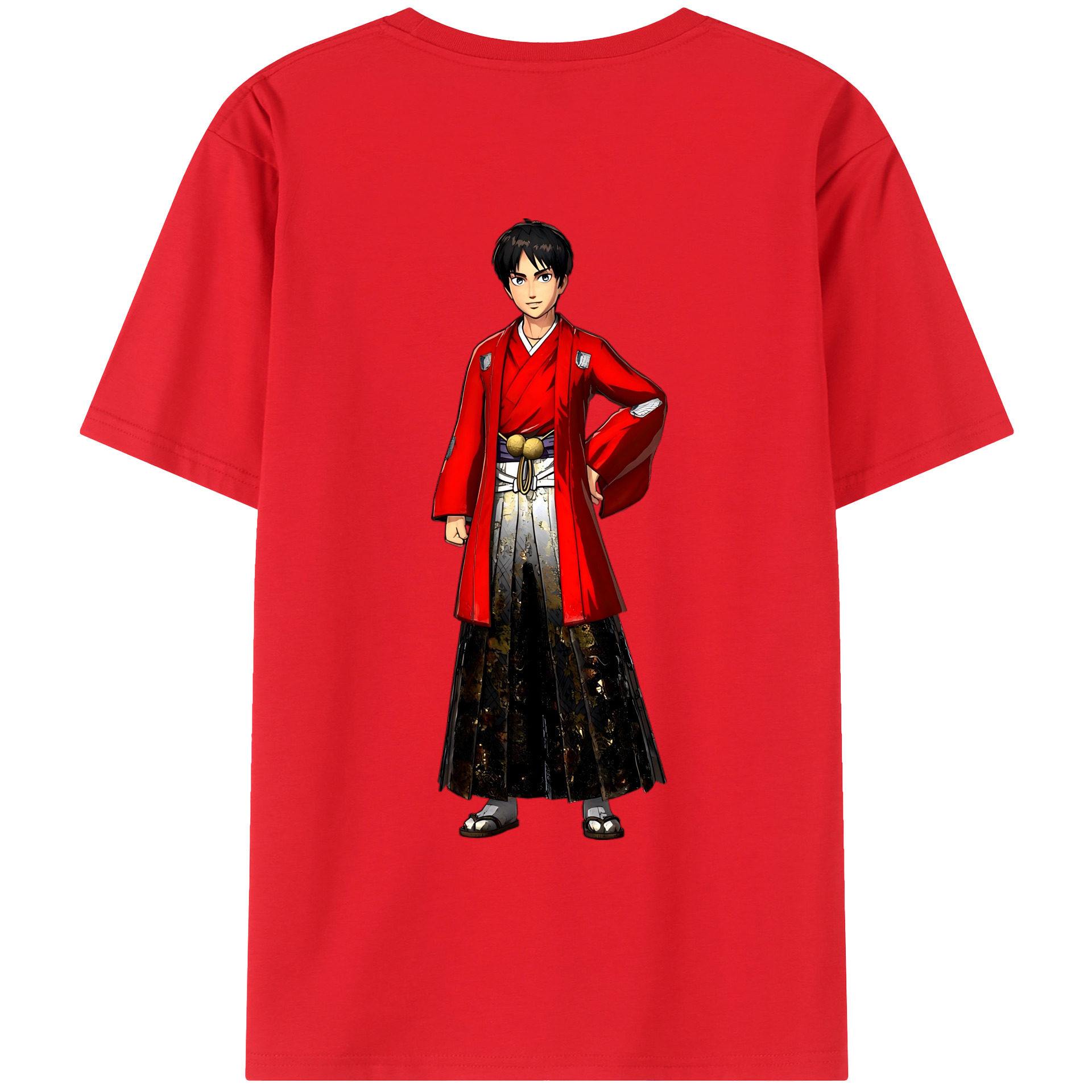 （画像用） 進撃の巨人 エレン･イェーガー Attack on Titan Eren Jäger 綿100％ メンズ半袖Tシャツ（バックプリント） 通気性