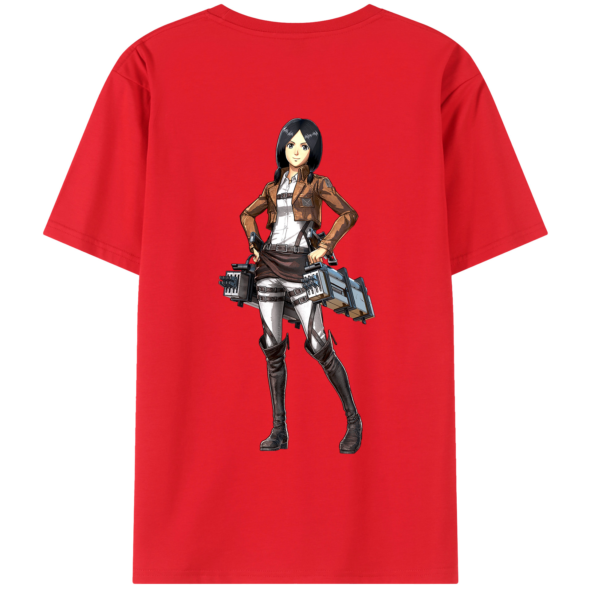 （画像用） 進撃の巨人 ミカサ·アッカーマン Attack on Titan Mikasa Ackerman 綿100％ メンズ半袖Tシャツ（バックプリント） 通気性