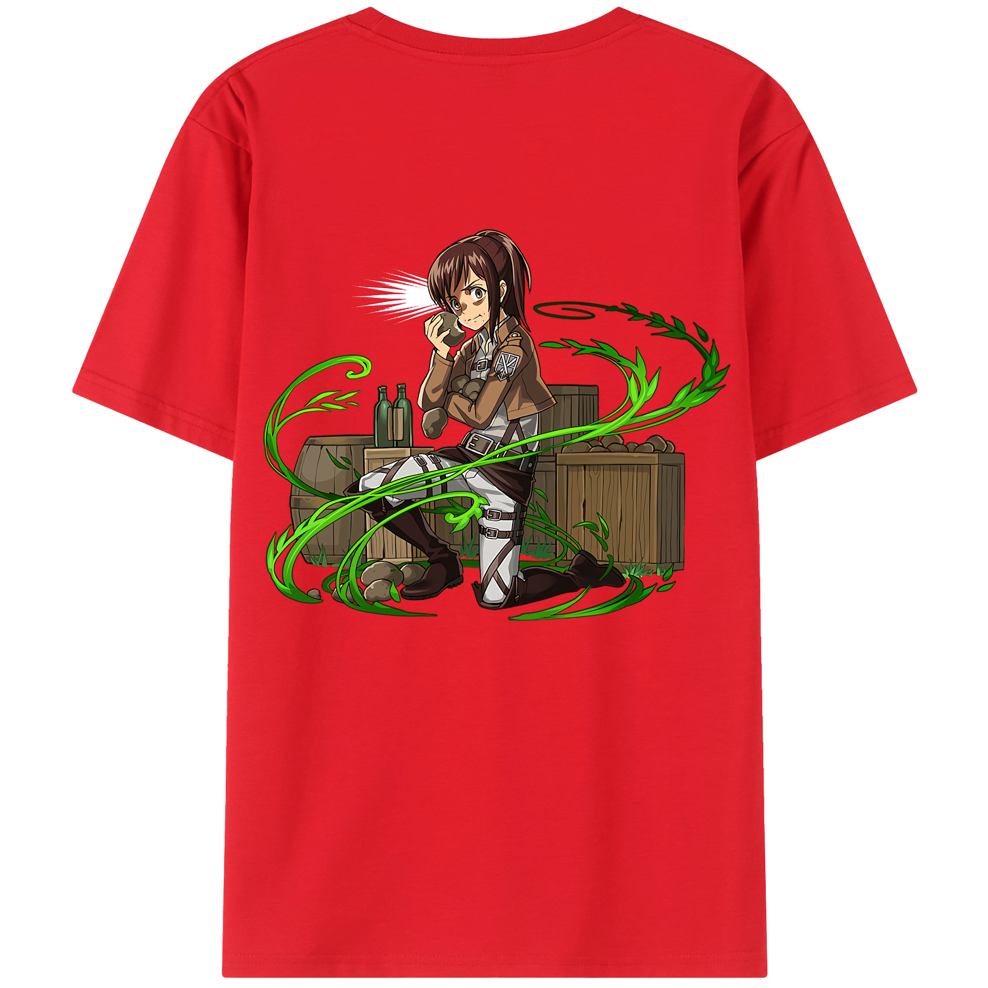（画像用） 進撃の巨人 サシャ·ブラウス Attack on Titan Sasha Blaus 綿100％ メンズ半袖Tシャツ（バックプリント） 通気性