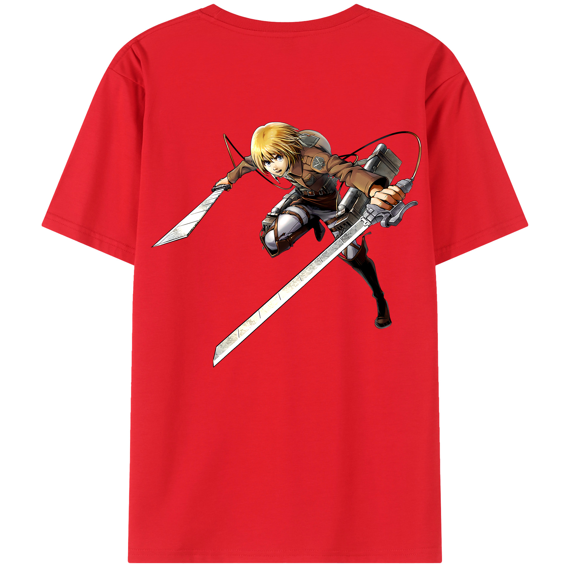 （画像用） 進撃の巨人 アルミン·アルレルト Attack on Titan Armin Arlert 綿100％ メンズ半袖Tシャツ（バックプリント） 通気性