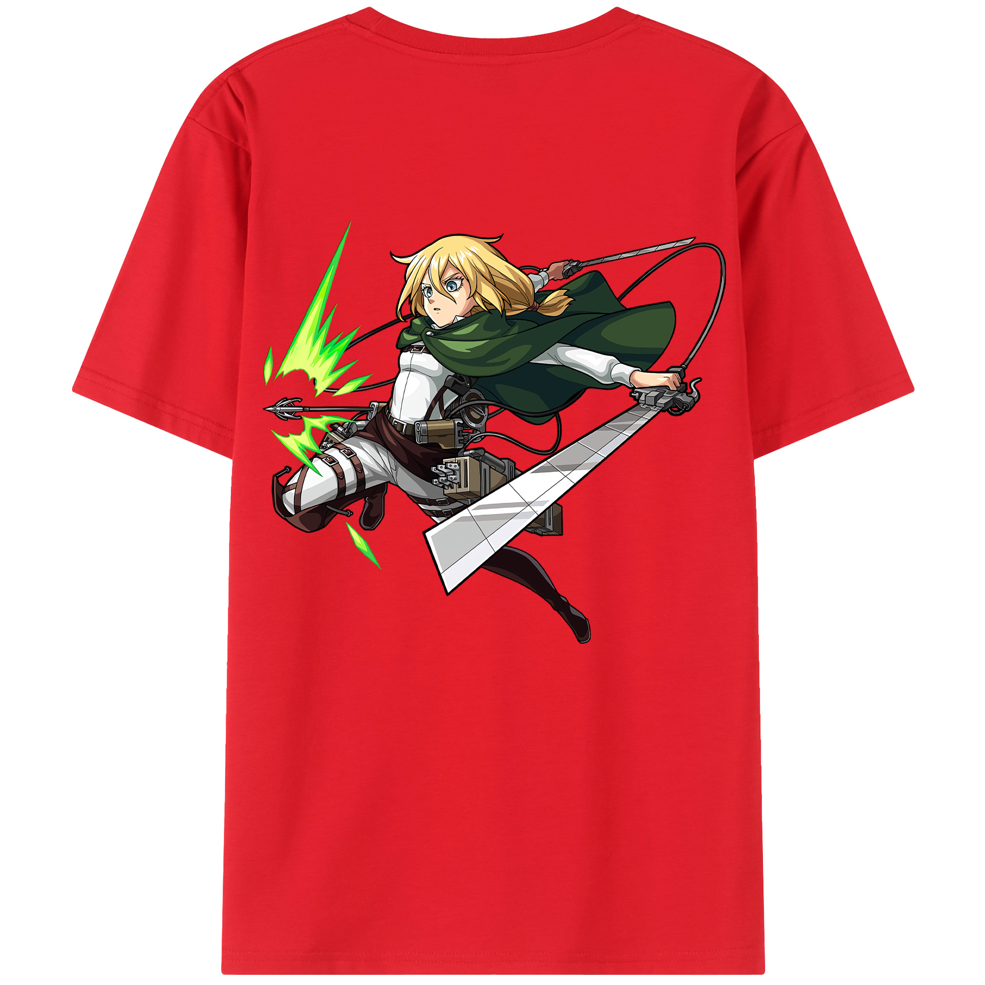 （画像用） 進撃の巨人 クリスタ·レンズ Attack on Titan Christa Lenz 綿100％ メンズ半袖Tシャツ（バックプリント） 通気性