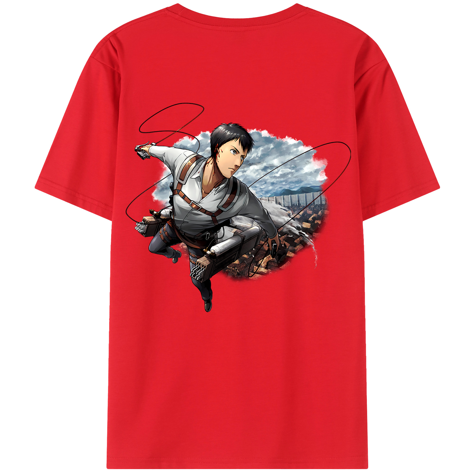 （画像用） 進撃の巨人 ベルトルト・フーバー Attack on Titan Bertholdt Hoover 綿100％ メンズ半袖Tシャツ（バックプリント） 通気性