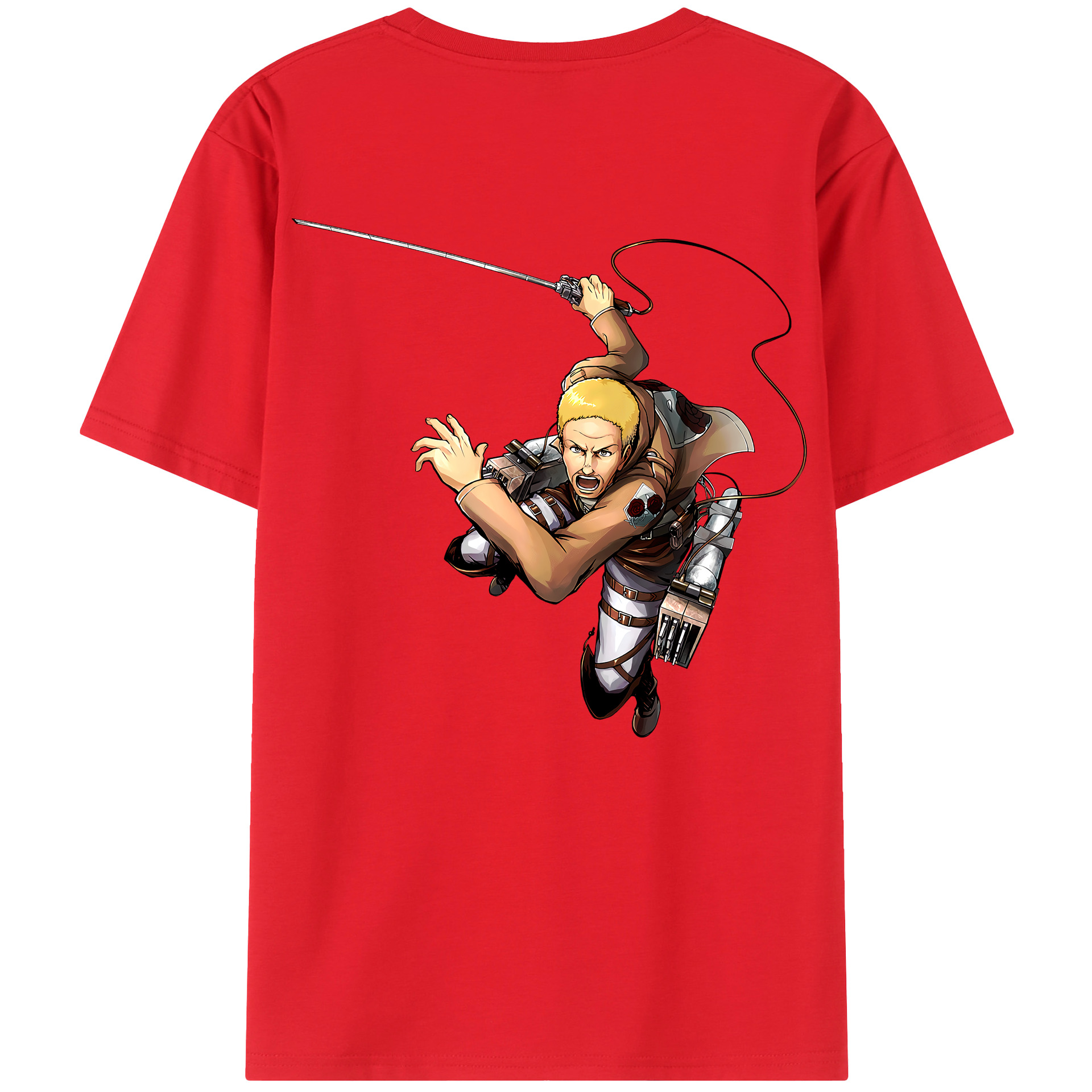 （画像用） 進撃の巨人 ハンネス Attack on Titan Hannes 綿100％ メンズ半袖Tシャツ（バックプリント） 通気性