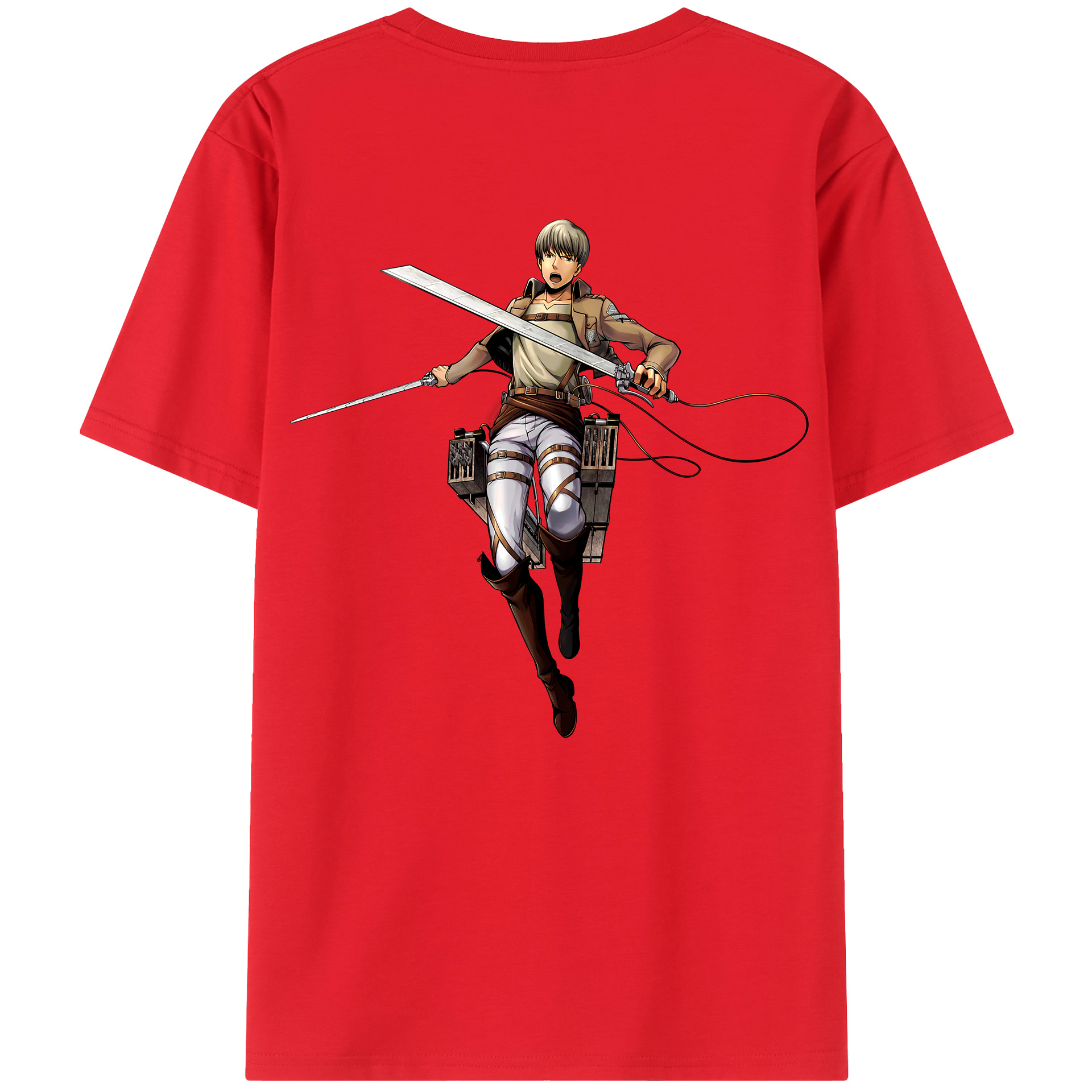 （画像用） 進撃の巨人 Attack on Titan 綿100％ メンズ半袖Tシャツ（バックプリント） 通気性