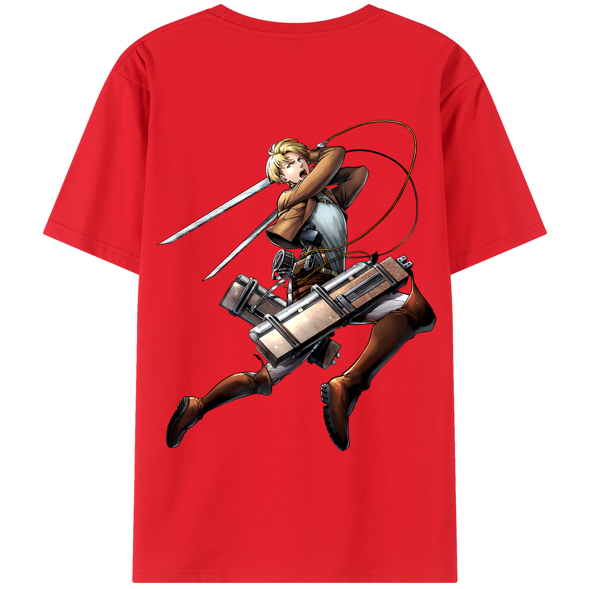 （画像用） 進撃の巨人 Attack on Titan 綿100％ メンズ半袖Tシャツ（バックプリント） 通気性