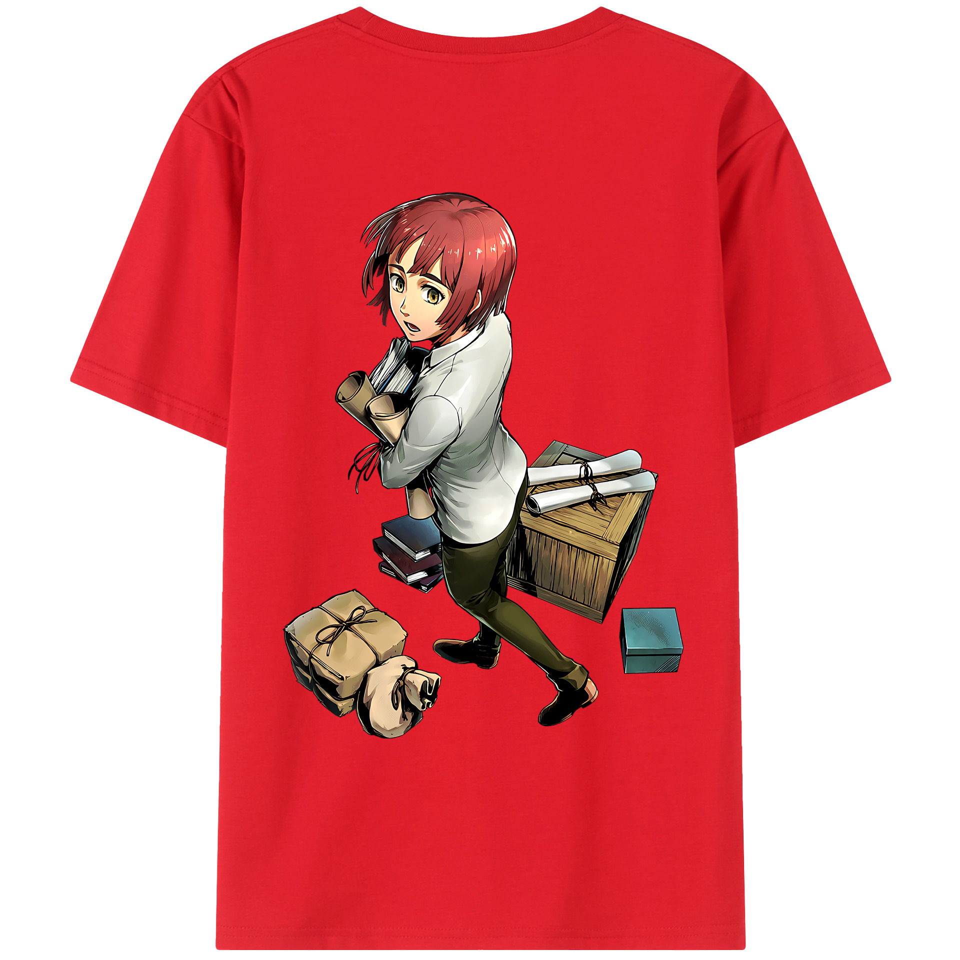 （画像用） 進撃の巨人 Attack on Titan 綿100％ メンズ半袖Tシャツ（バックプリント） 通気性