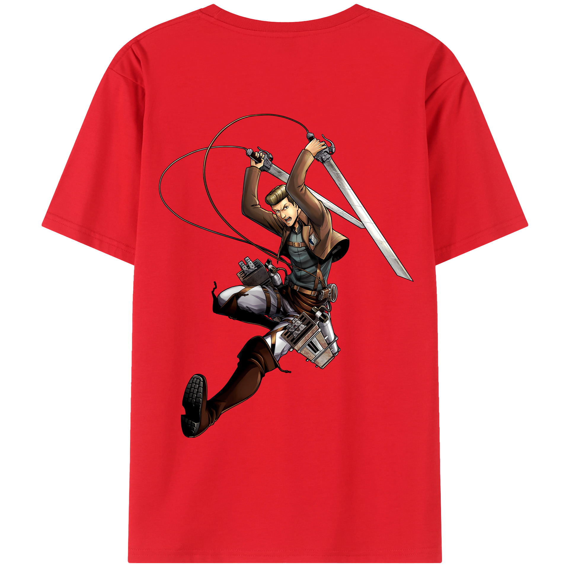 （画像用） 進撃の巨人 Attack on Titan 綿100％ メンズ半袖Tシャツ（バックプリント） 通気性